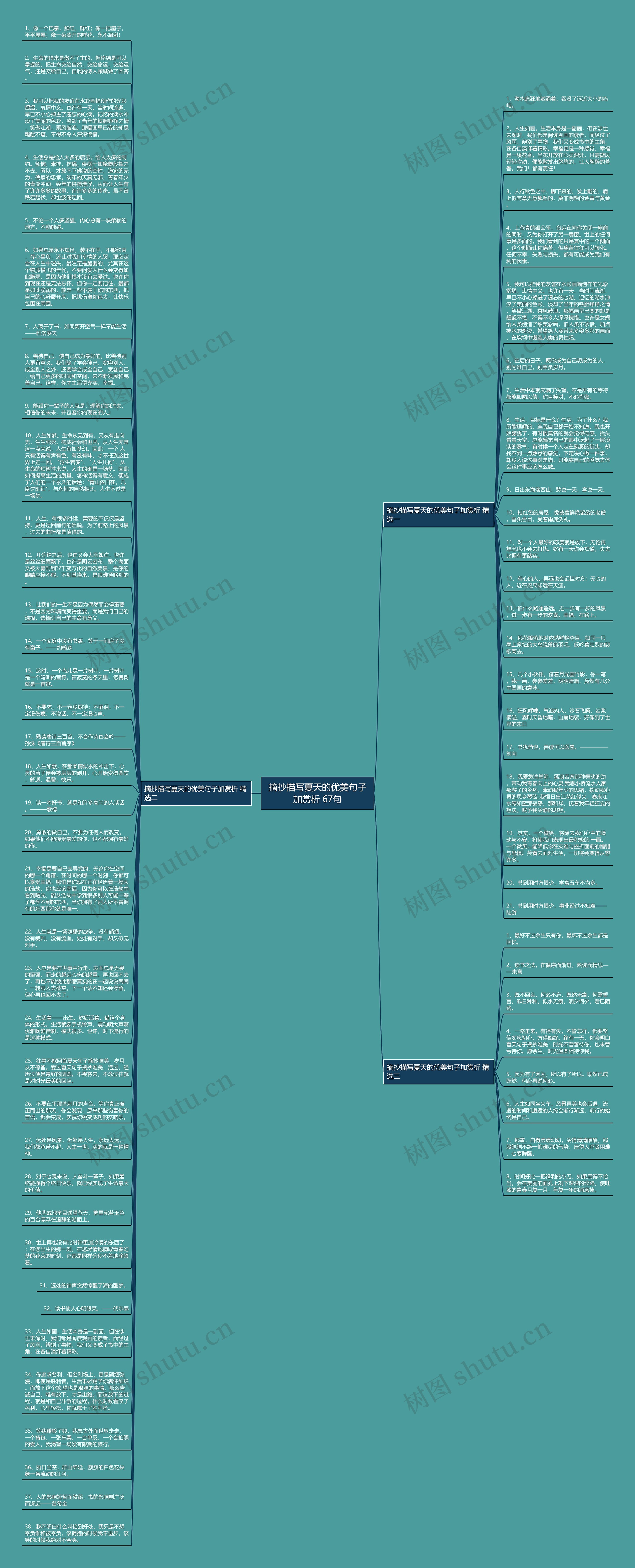 摘抄描写夏天的优美句子加赏析 67句思维导图