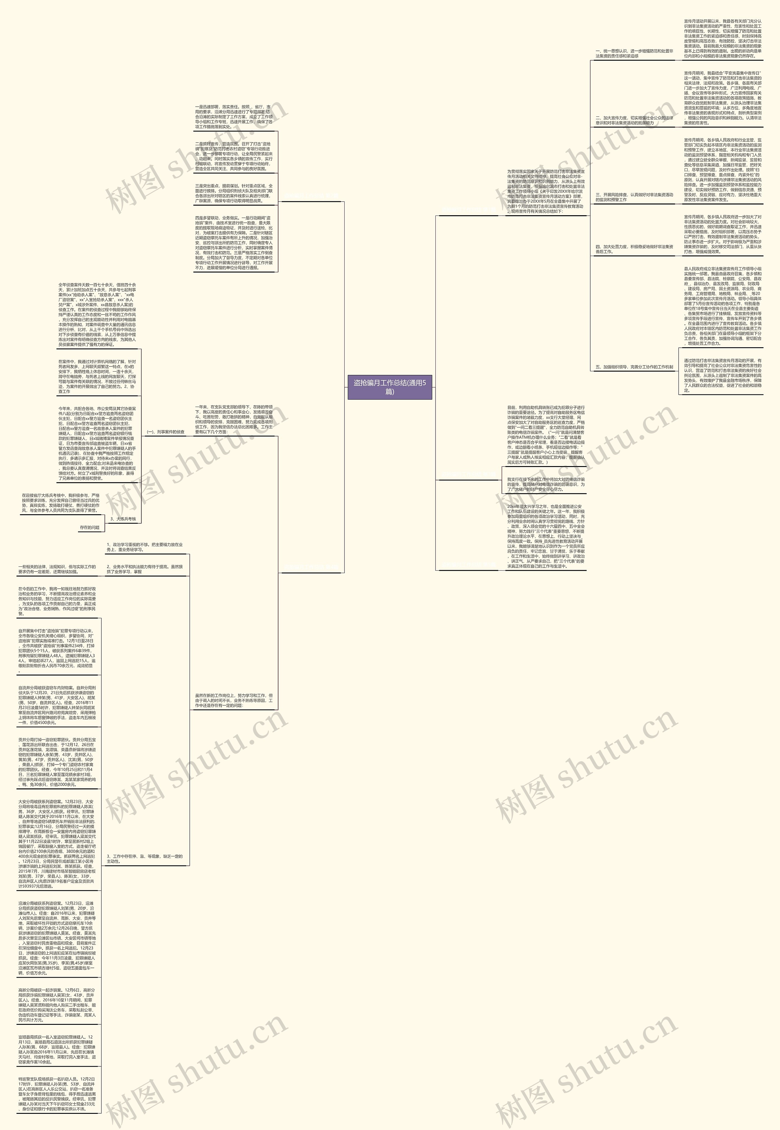 盗抢骗月工作总结(通用5篇)思维导图