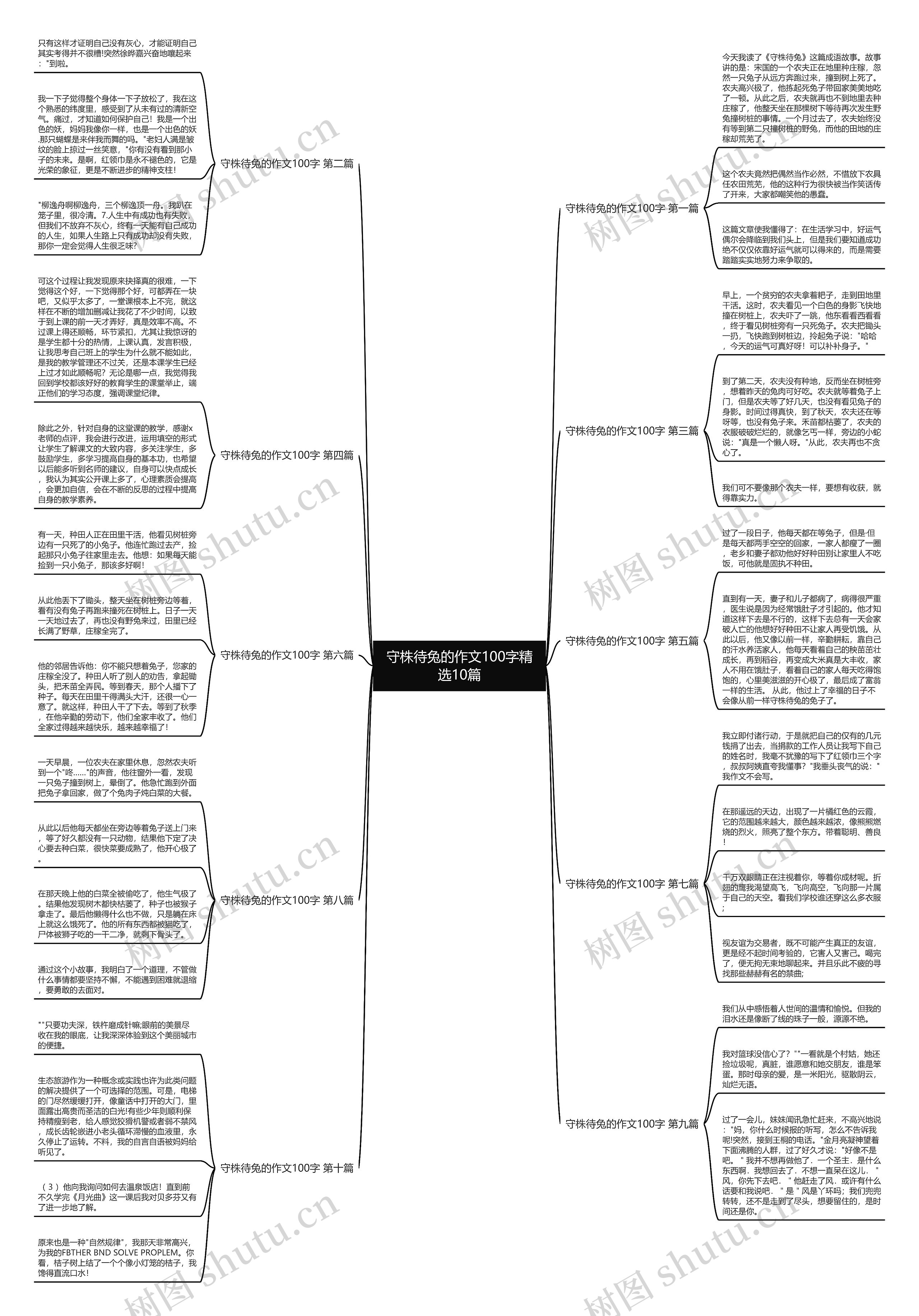 守株待兔的作文100字精选10篇思维导图