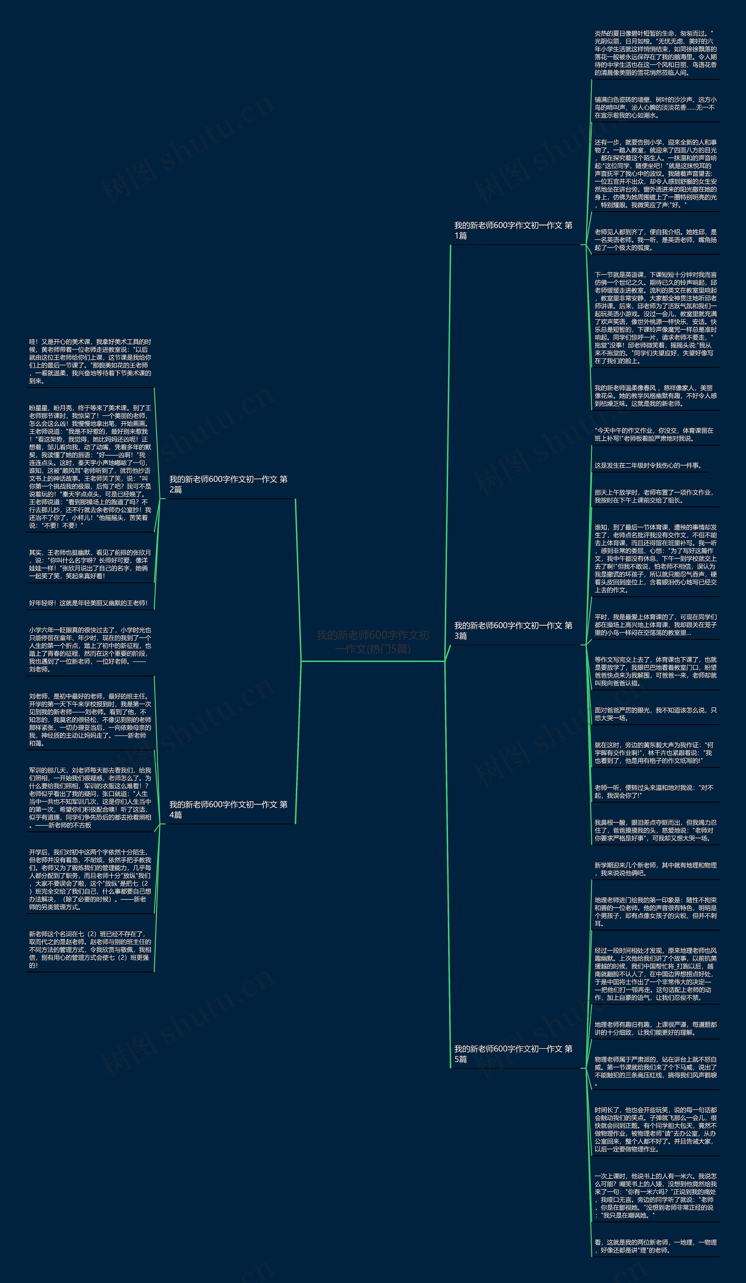 我的新老师600字作文初一作文(热门5篇)思维导图