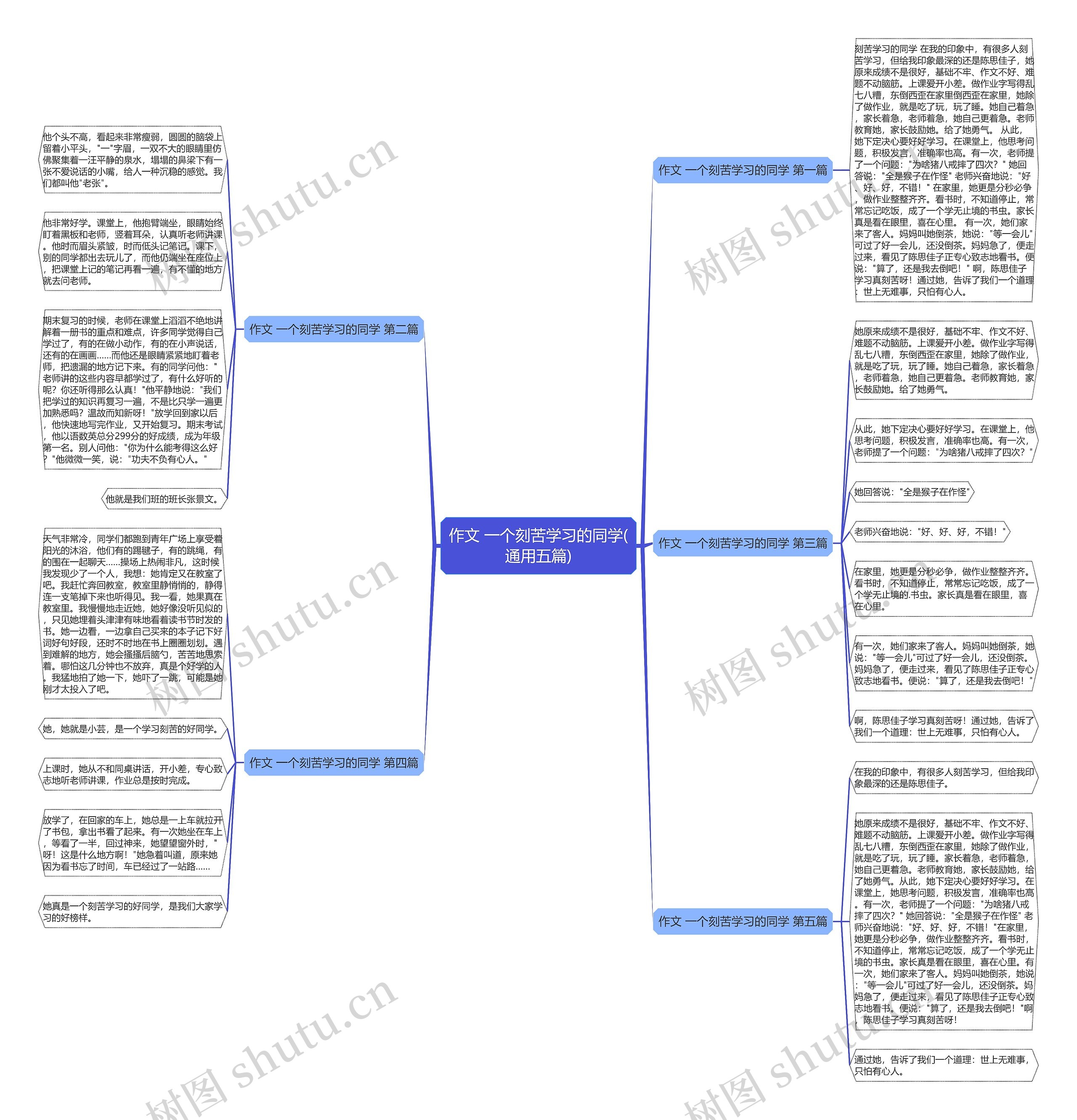 作文 一个刻苦学习的同学(通用五篇)思维导图