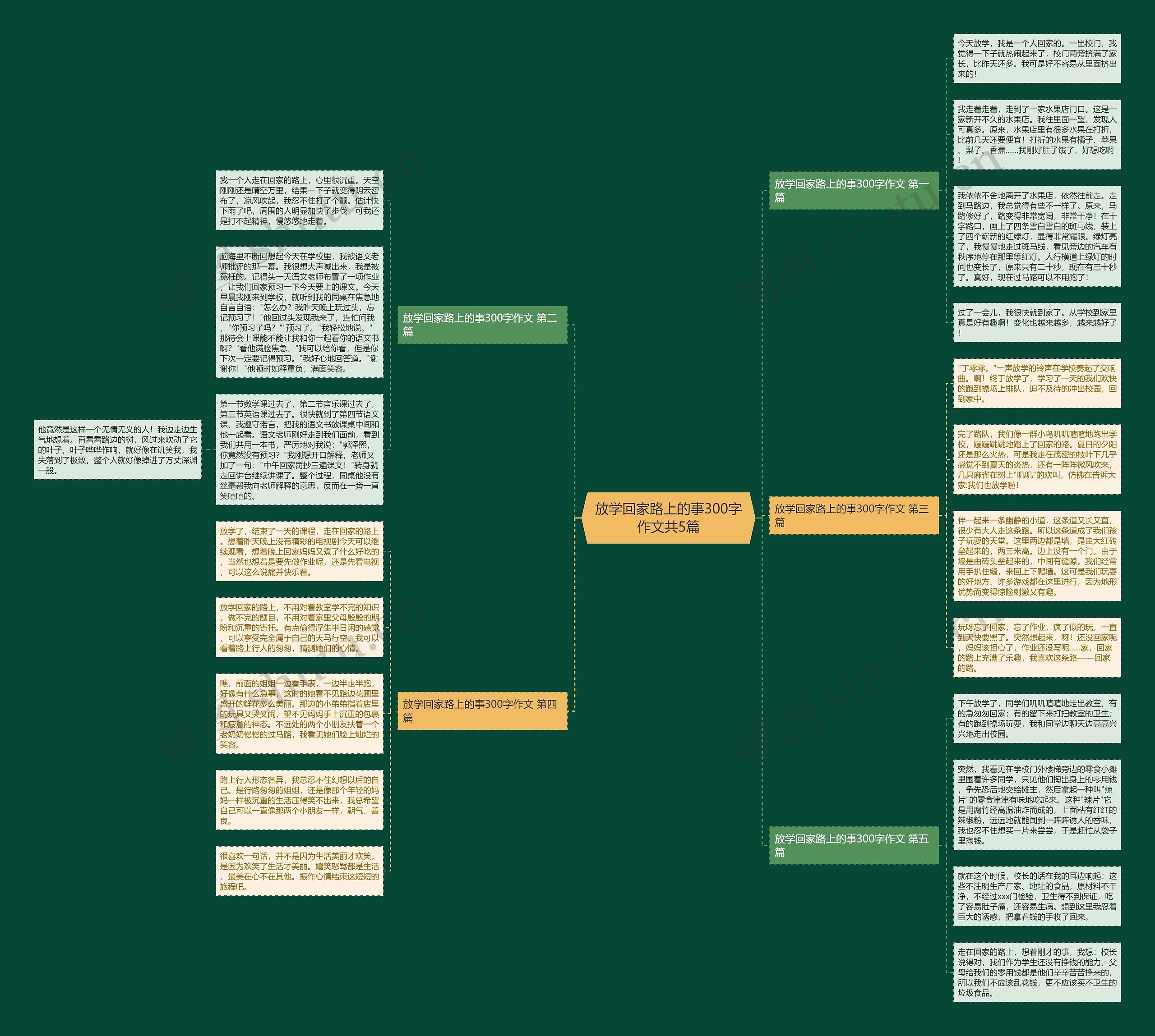 放学回家路上的事300字作文共5篇思维导图