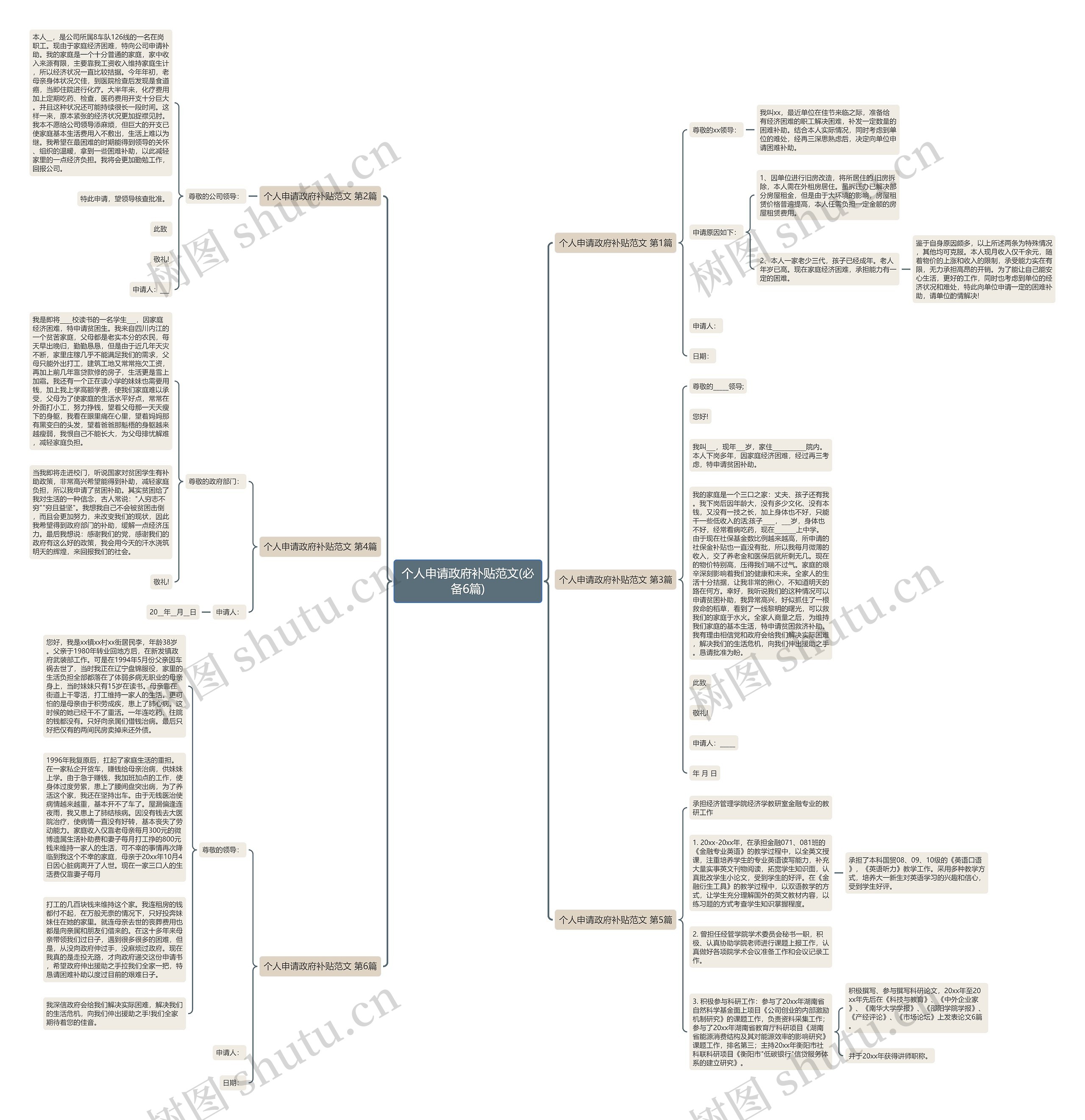 个人申请政府补贴范文(必备6篇)思维导图