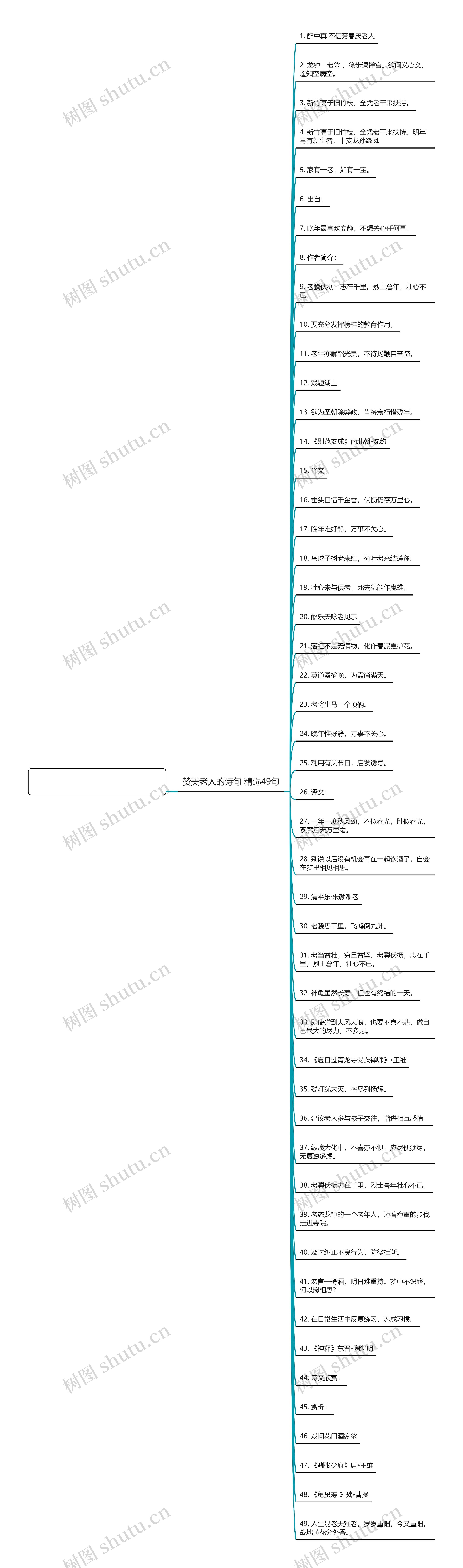 赞美老人的诗句精选49句思维导图