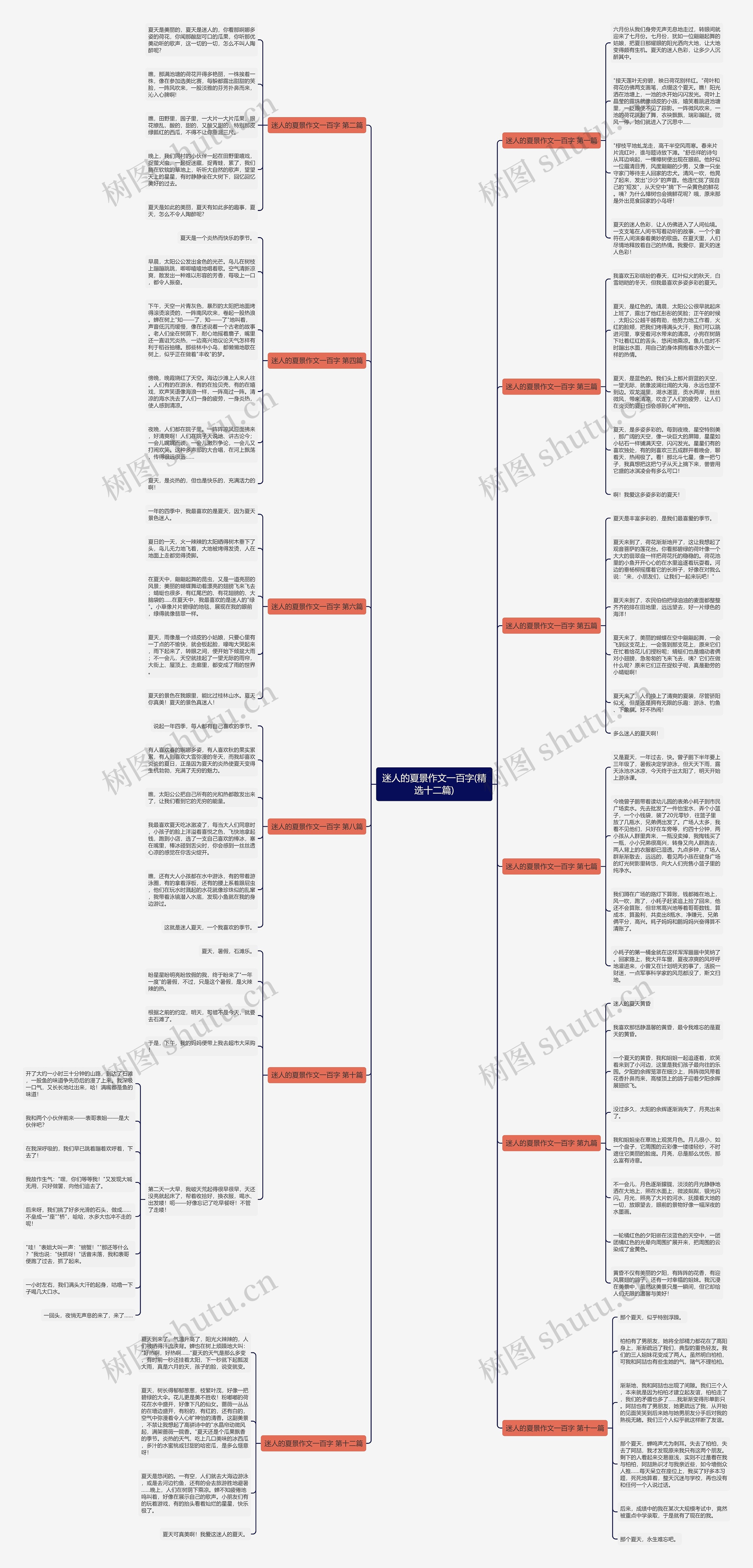 迷人的夏景作文一百字(精选十二篇)思维导图