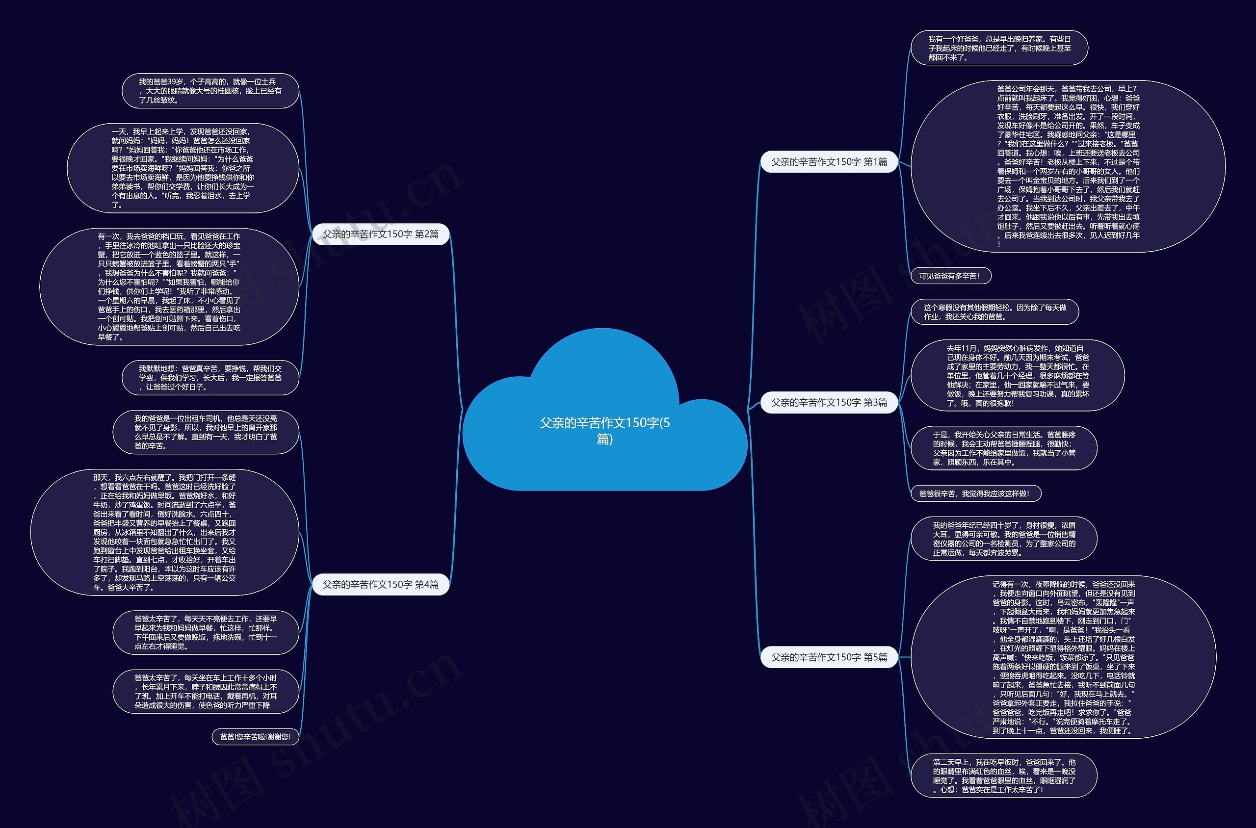 父亲的辛苦作文150字(5篇)思维导图