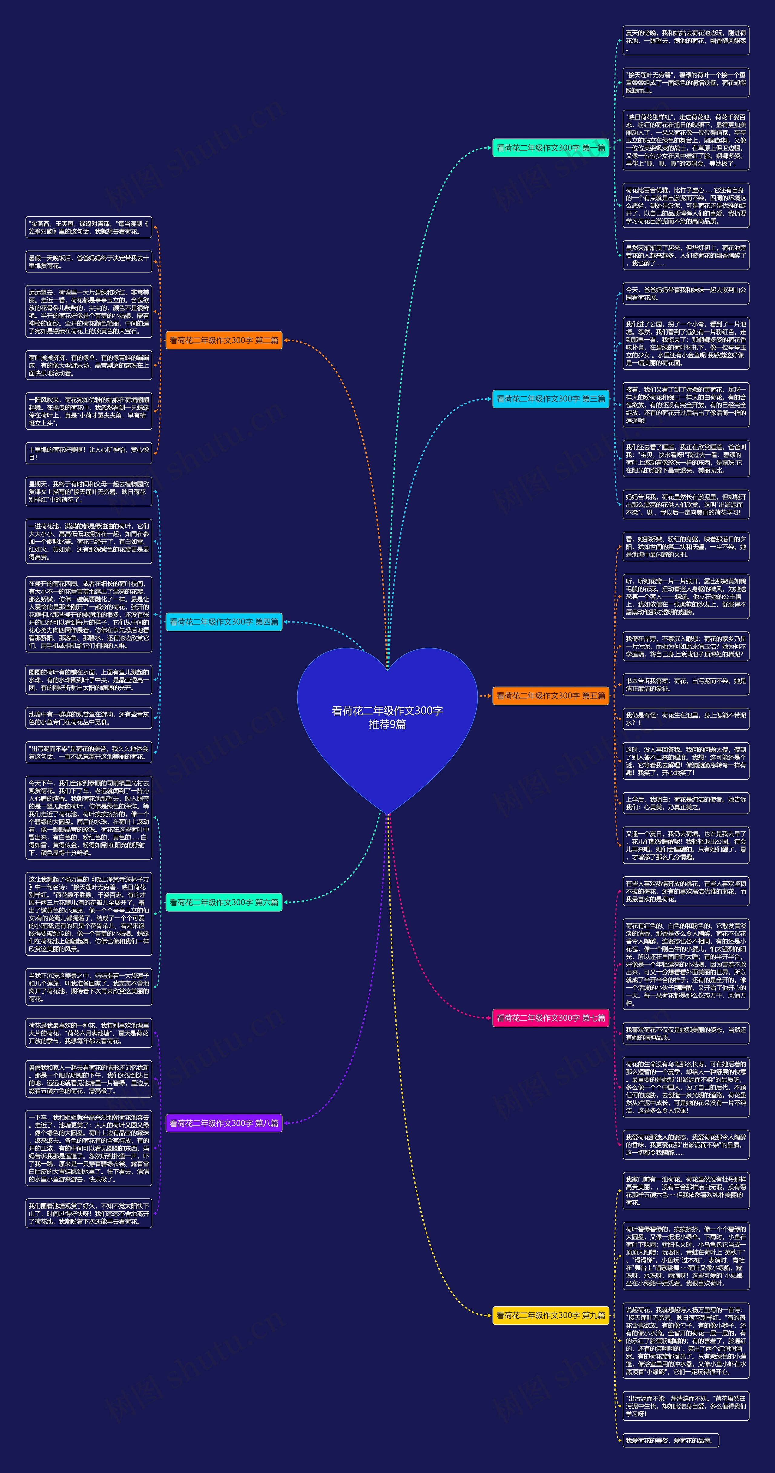 看荷花二年级作文300字推荐9篇思维导图