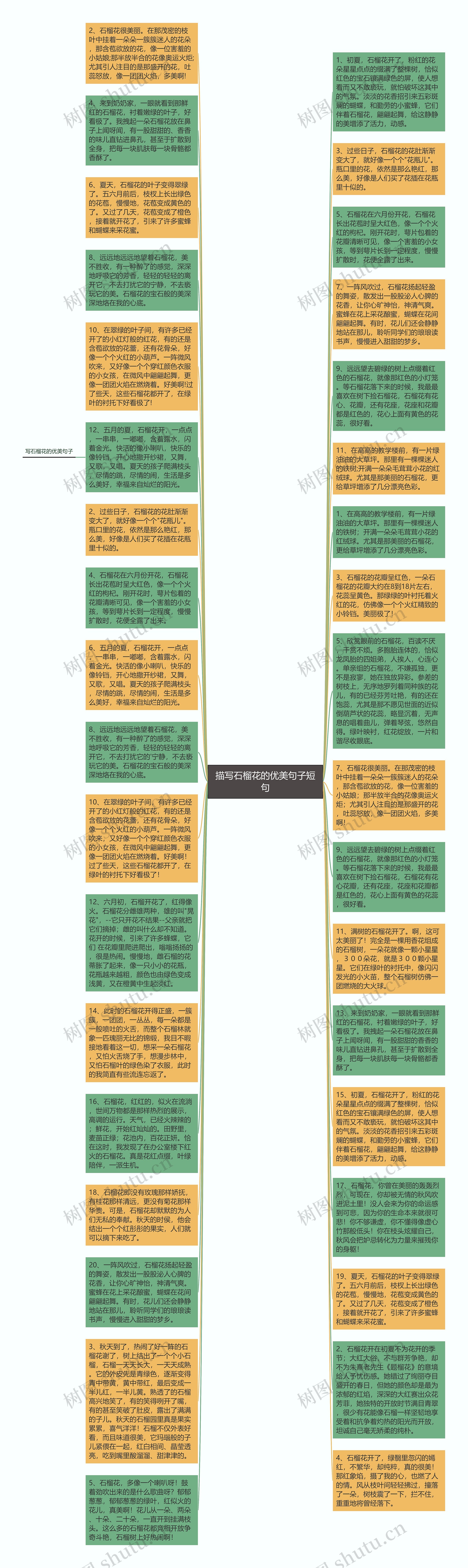 描写石榴花的优美句子短句思维导图