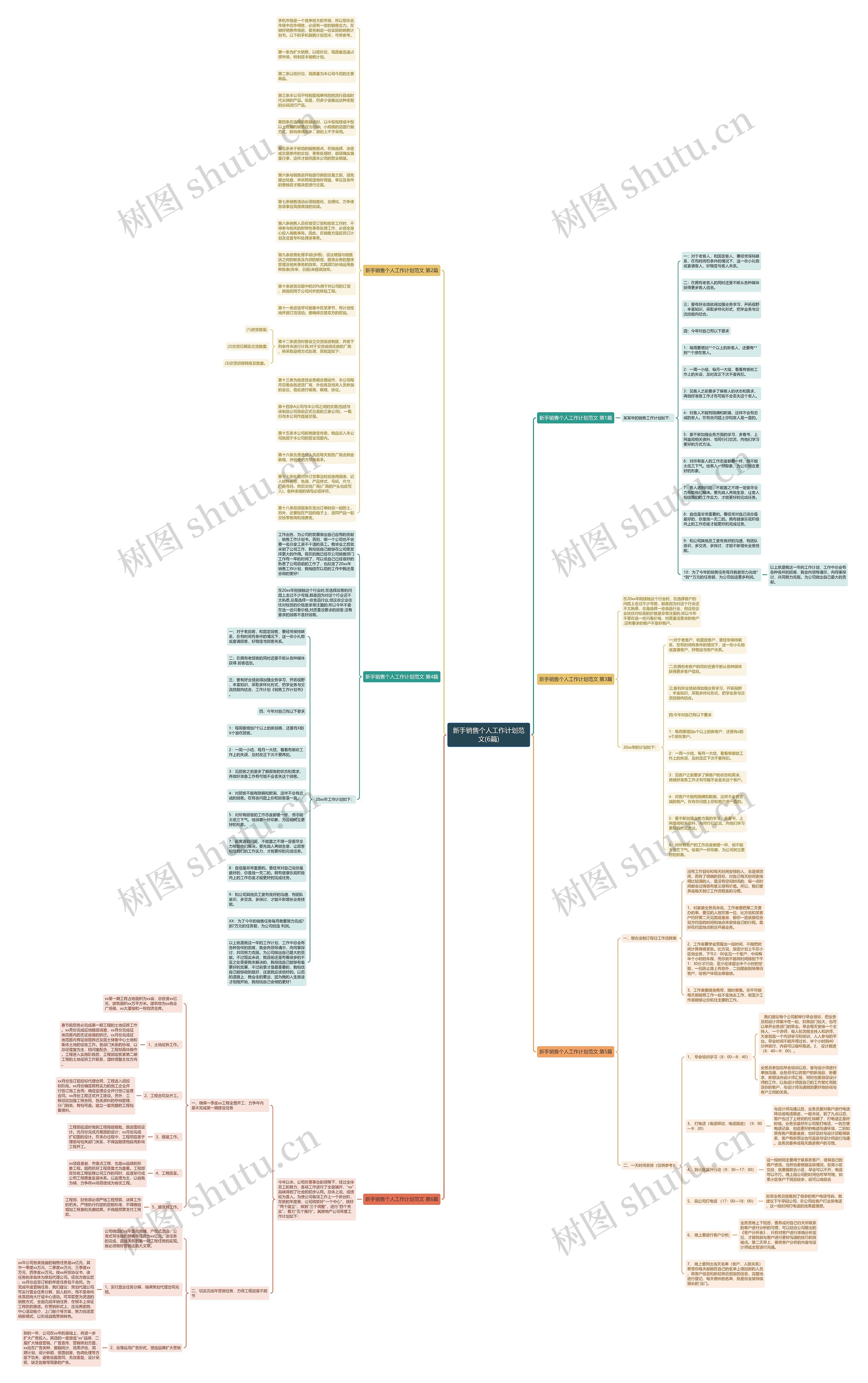 新手销售个人工作计划范文(6篇)思维导图