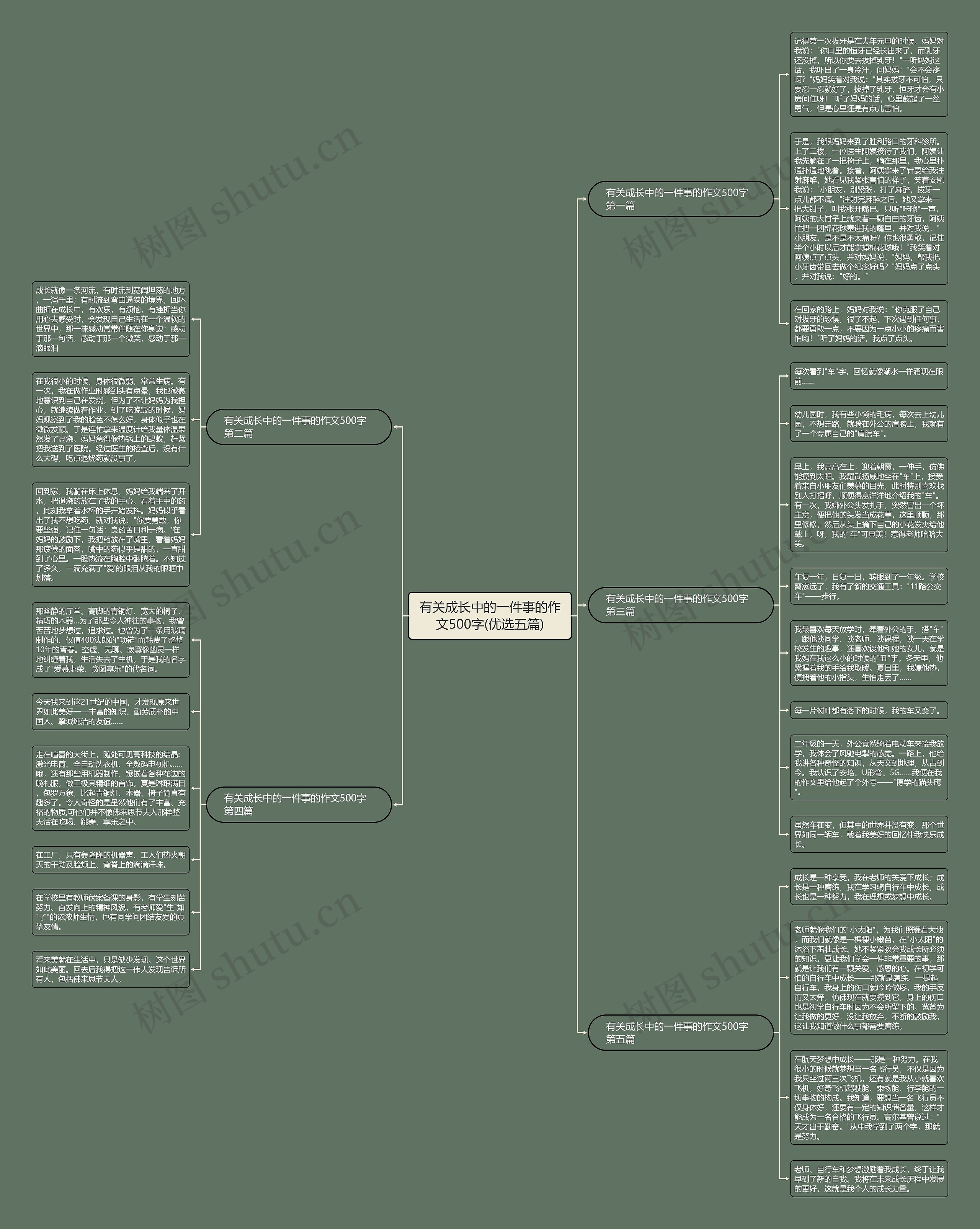 有关成长中的一件事的作文500字(优选五篇)思维导图