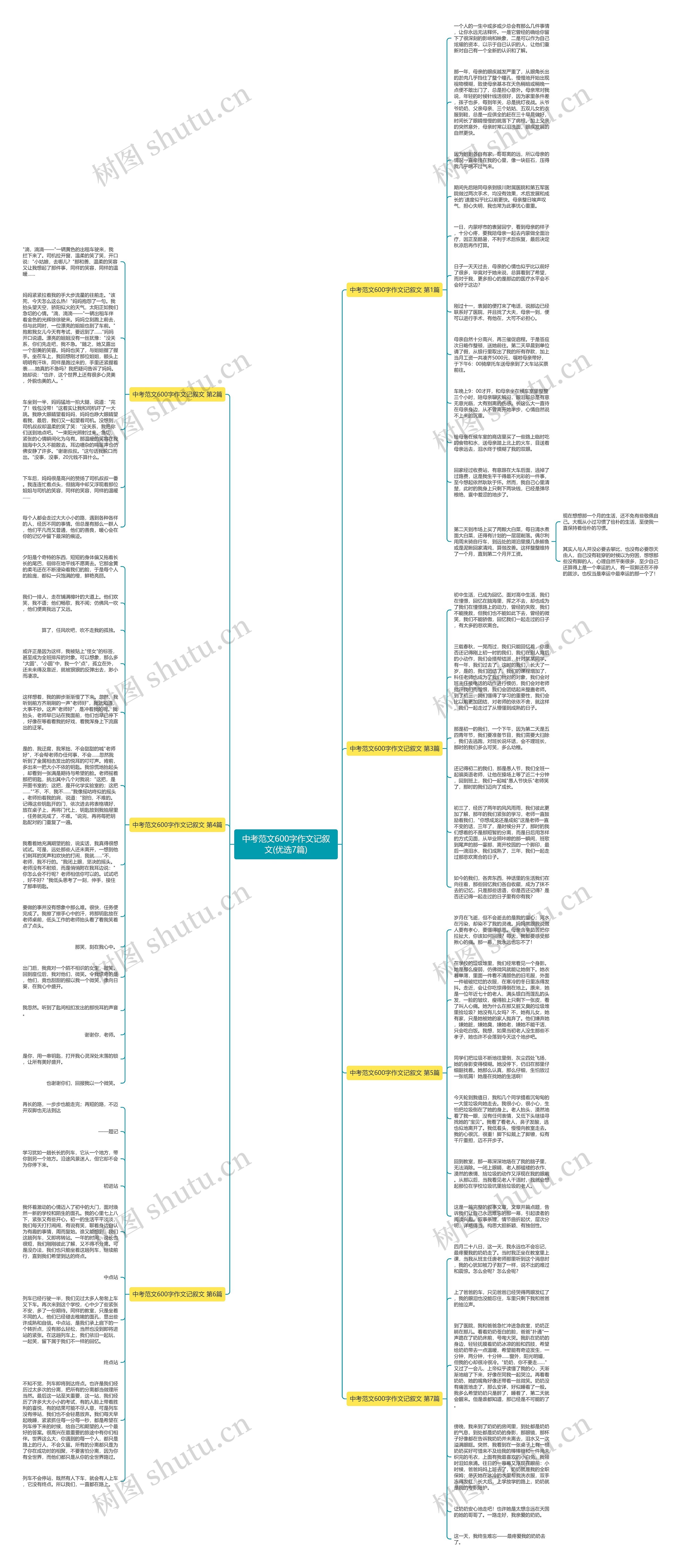 中考范文600字作文记叙文(优选7篇)思维导图