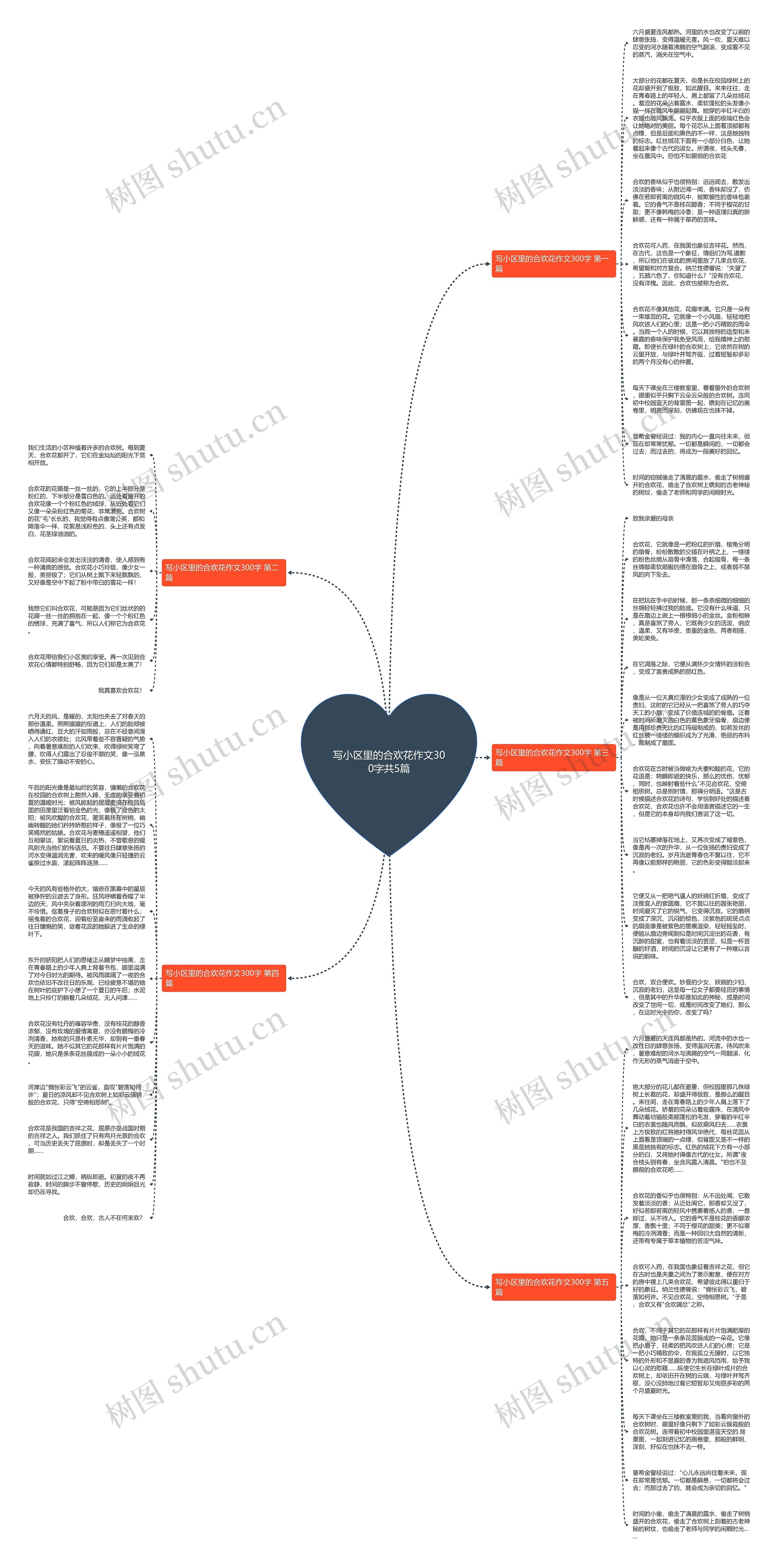 写小区里的合欢花作文300字共5篇思维导图