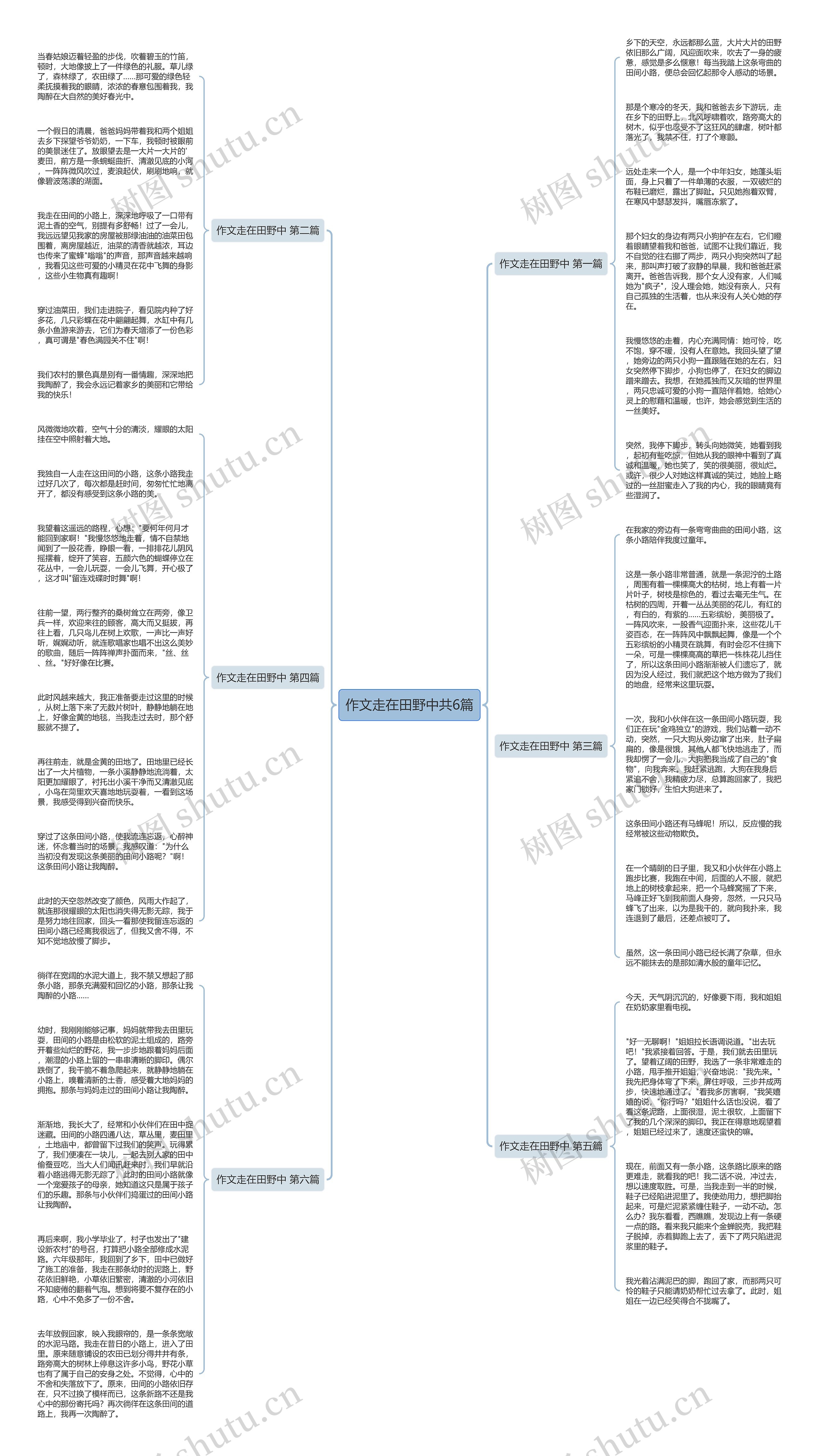 作文走在田野中共6篇思维导图