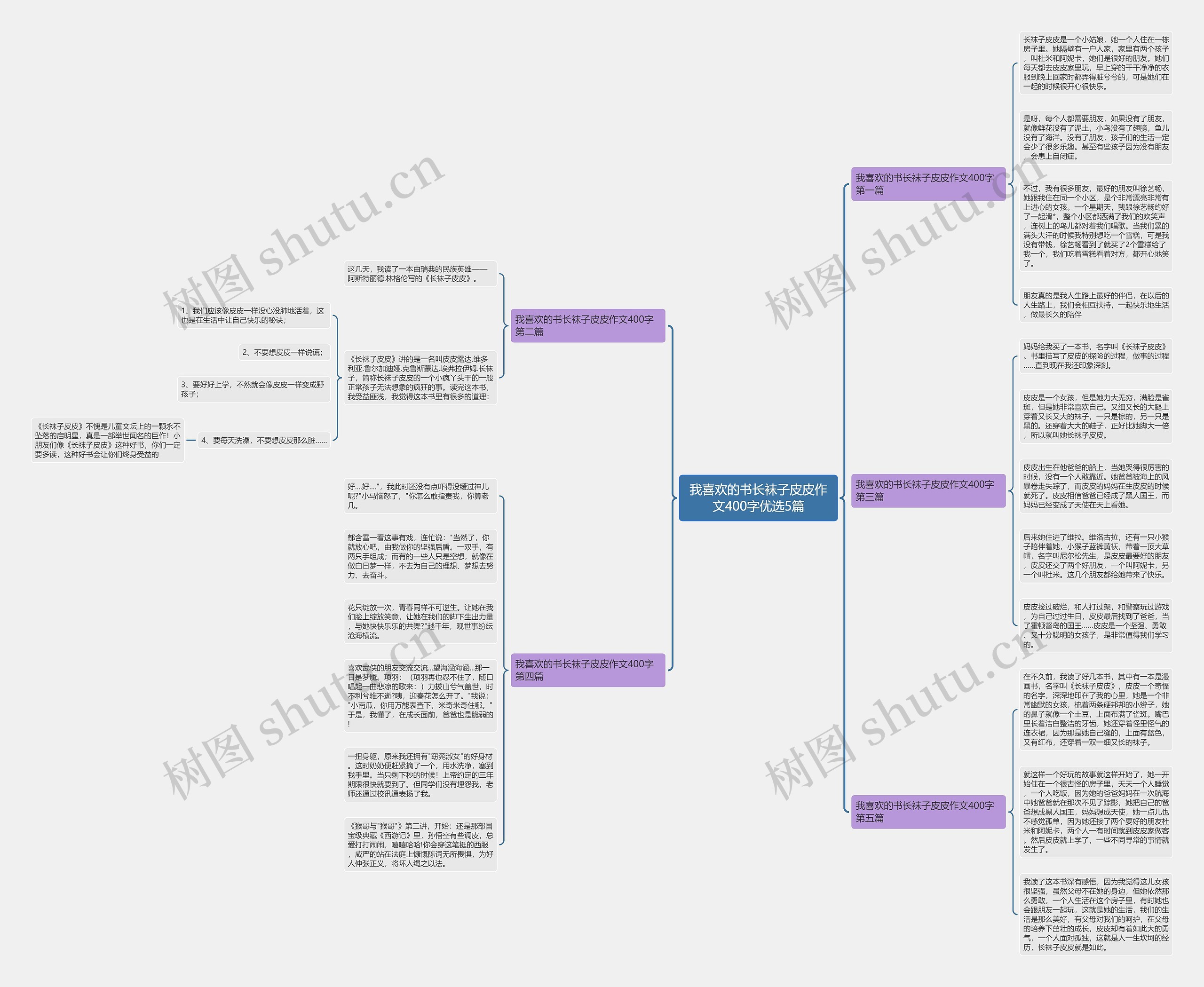 我喜欢的书长袜子皮皮作文400字优选5篇思维导图