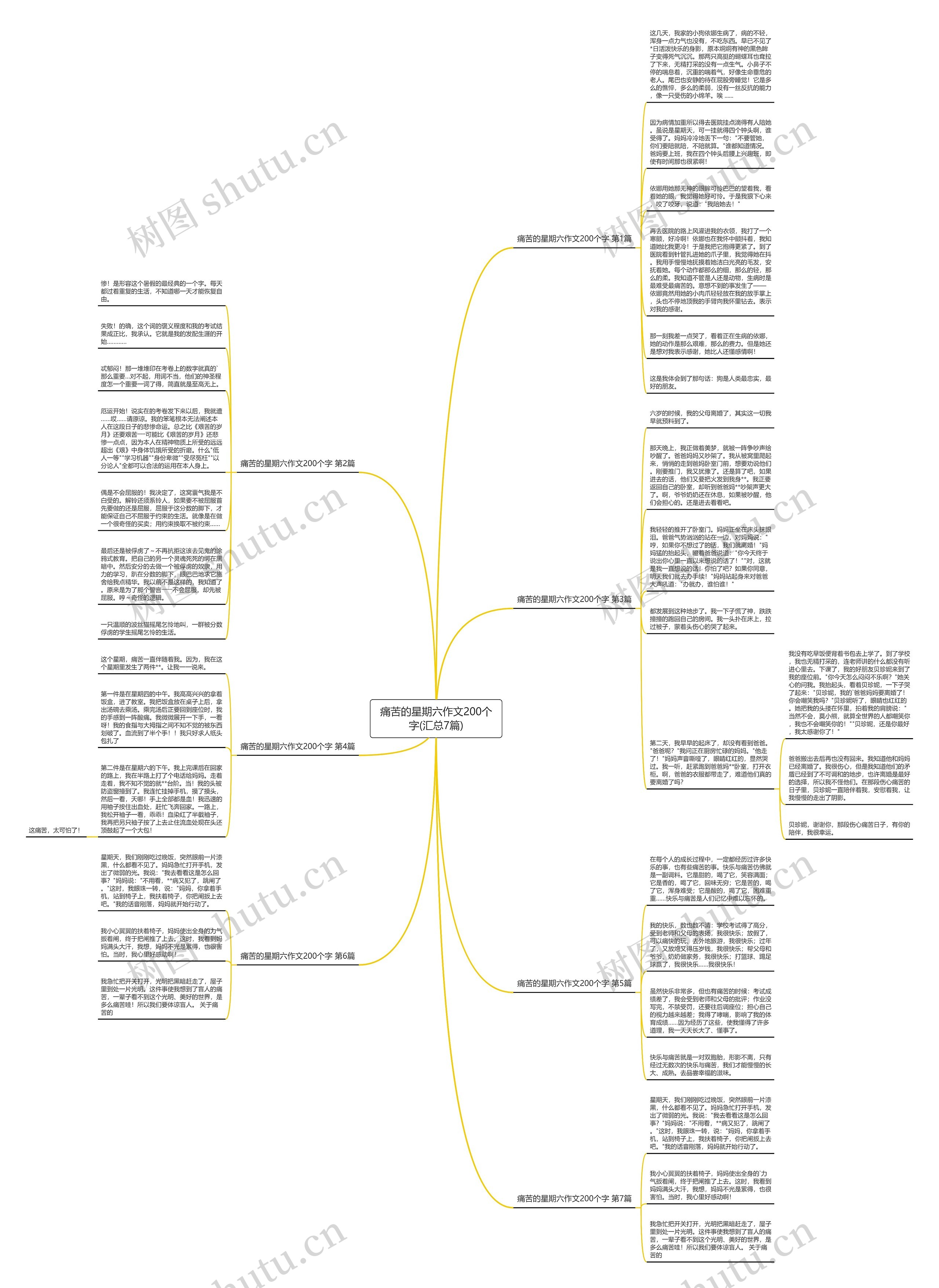 痛苦的星期六作文200个字(汇总7篇)思维导图