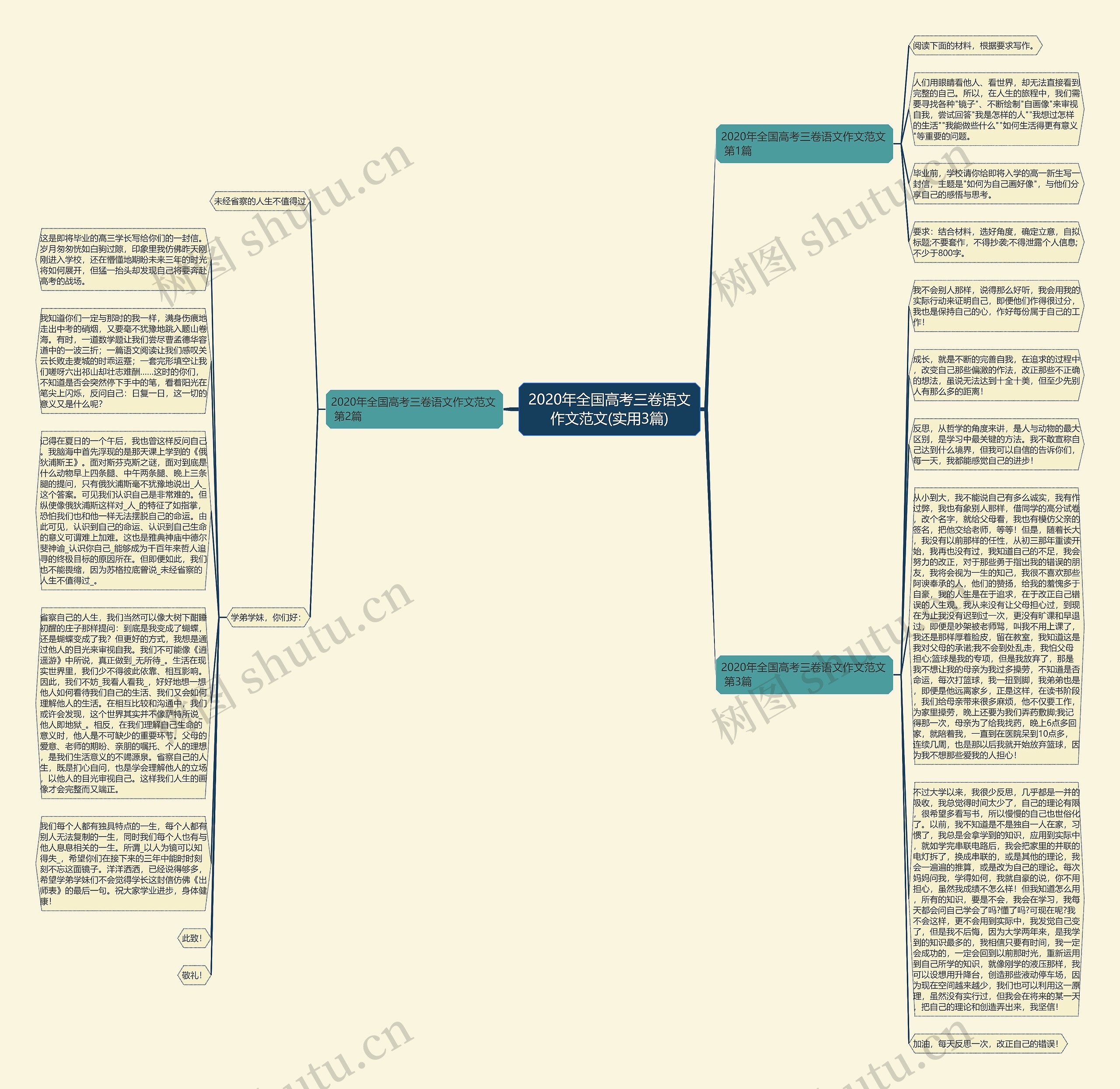 2020年全国高考三卷语文作文范文(实用3篇)思维导图