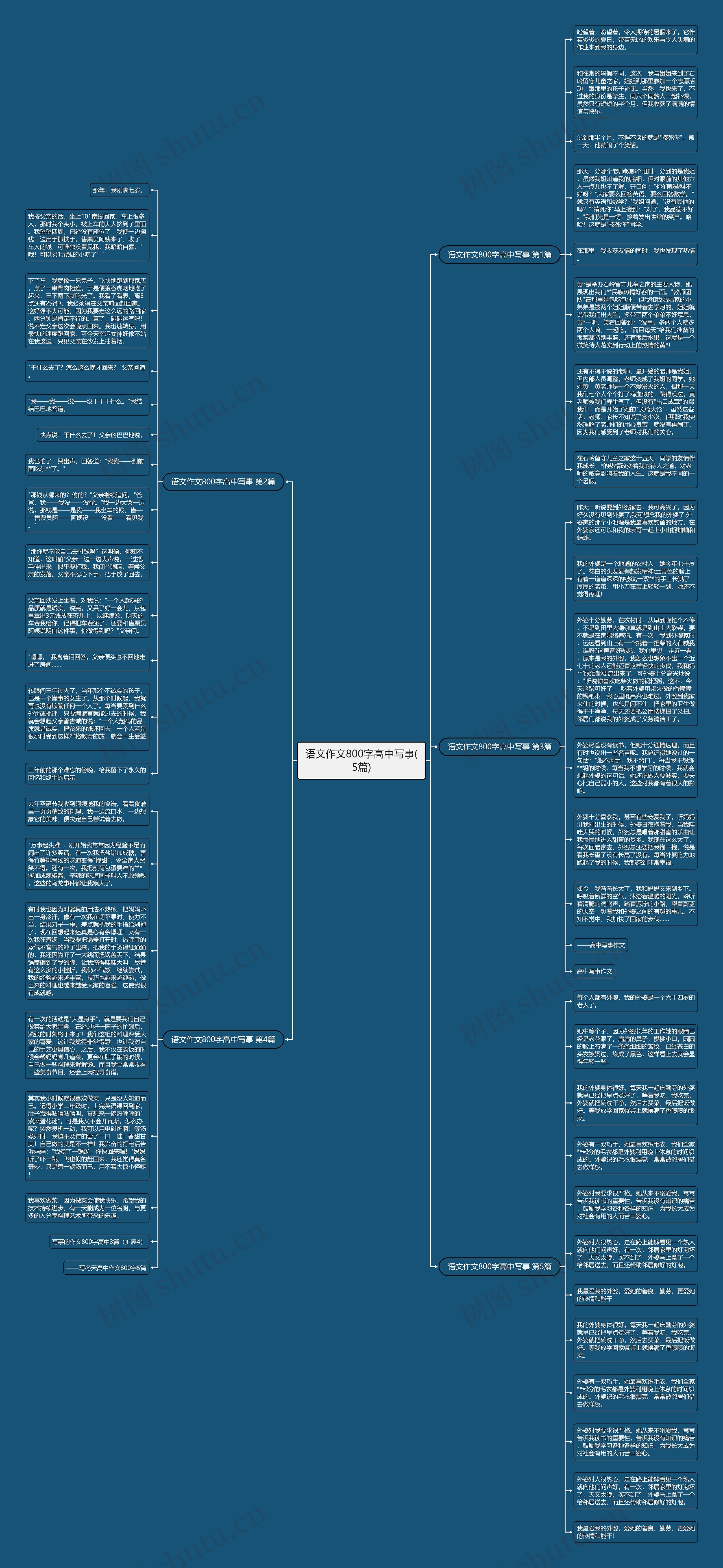 语文作文800字高中写事(5篇)思维导图