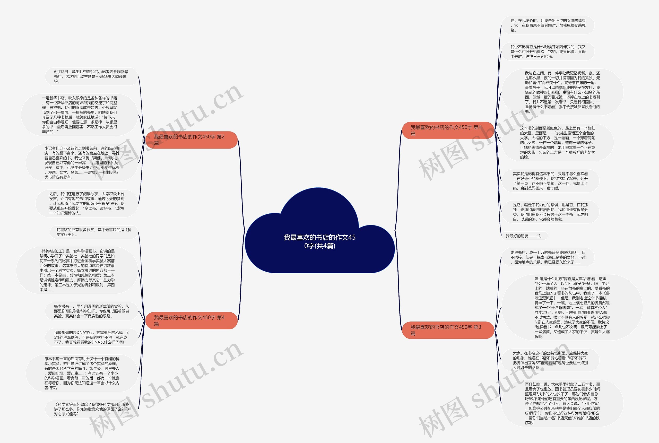 我最喜欢的书店的作文450字(共4篇)思维导图