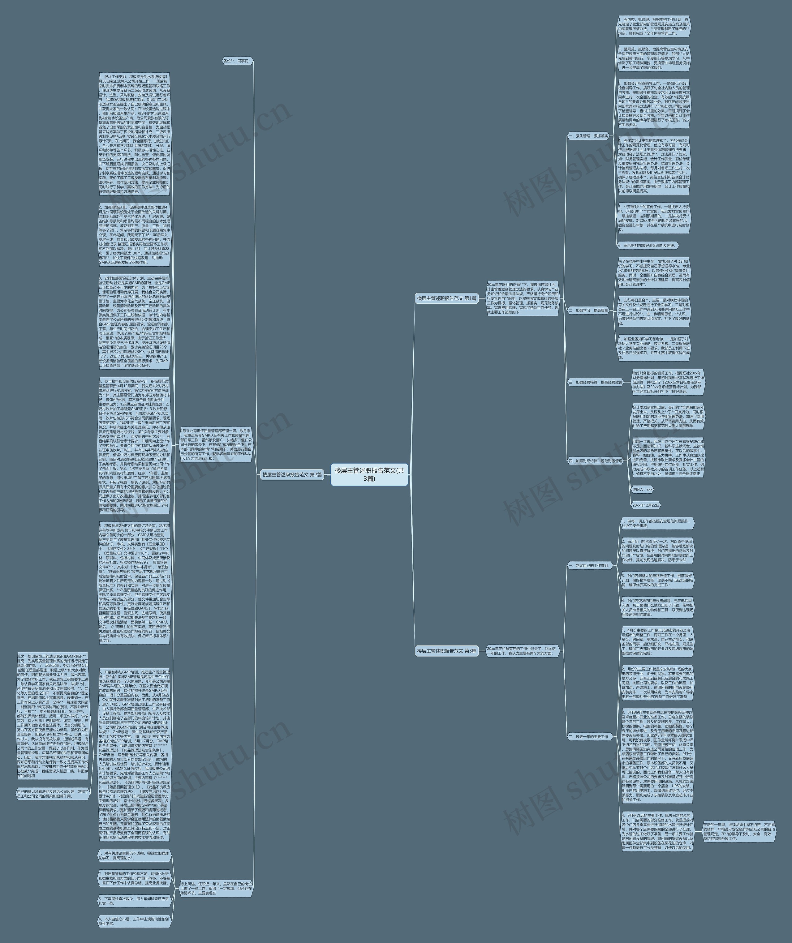 楼层主管述职报告范文(共3篇)思维导图