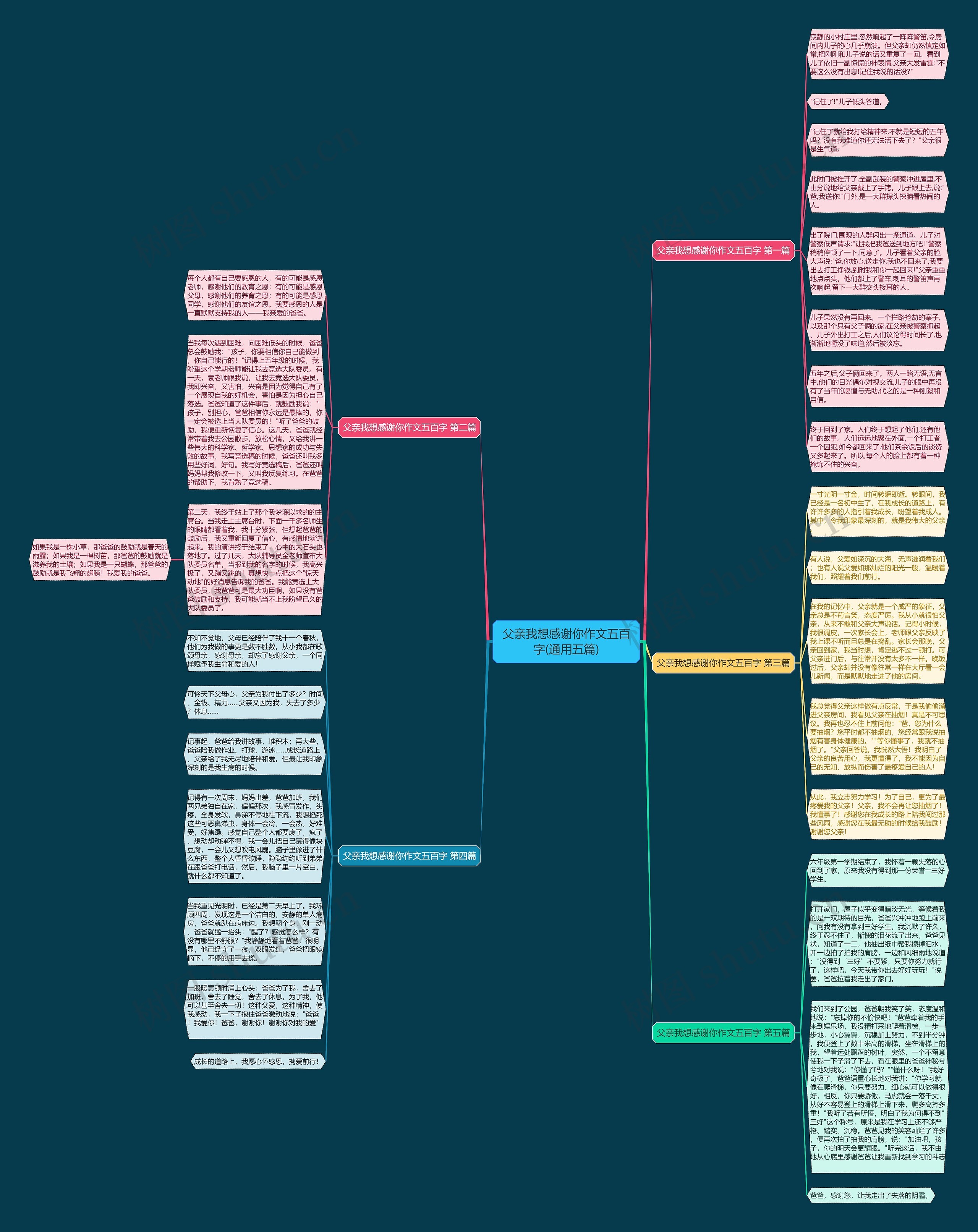 父亲我想感谢你作文五百字(通用五篇)思维导图