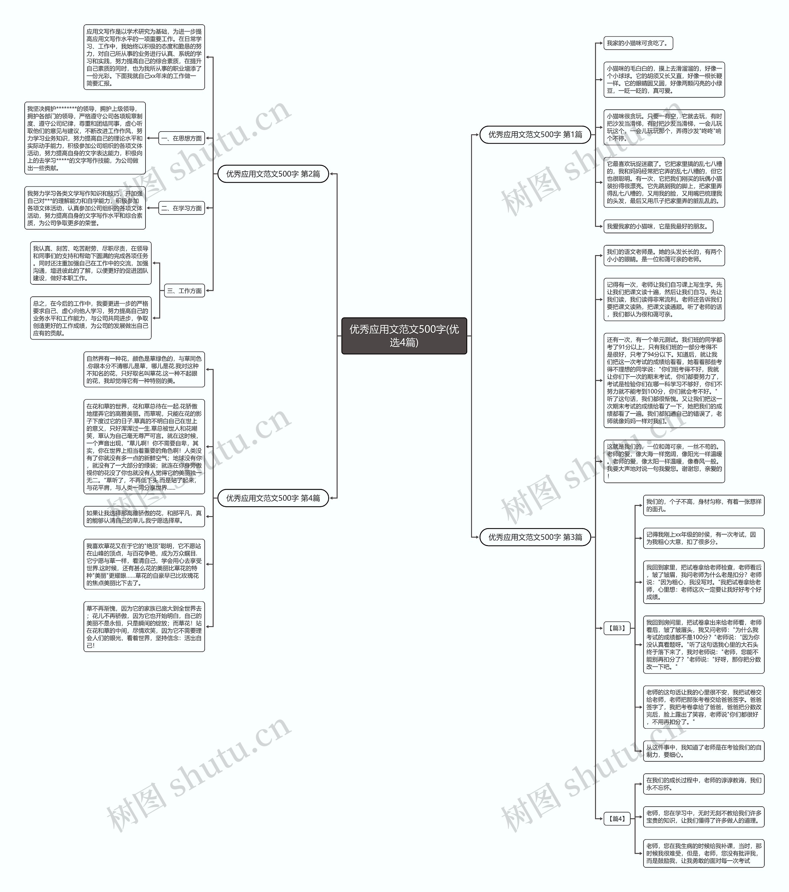 优秀应用文范文500字(优选4篇)思维导图