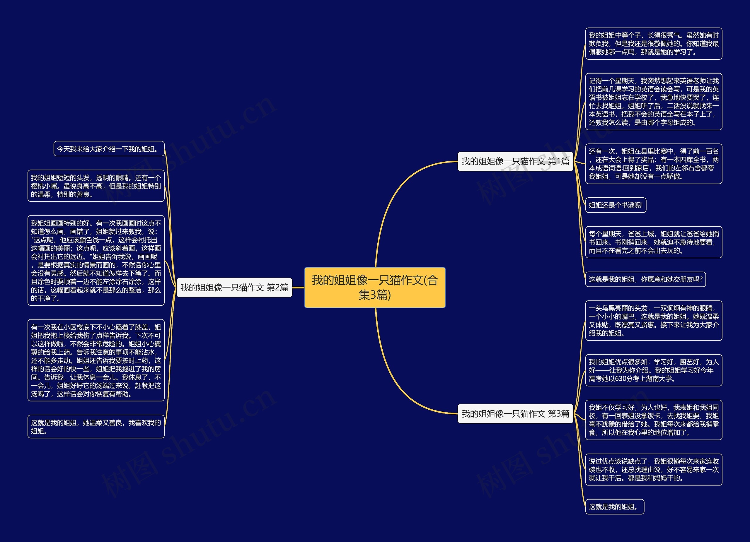 我的姐姐像一只猫作文(合集3篇)思维导图