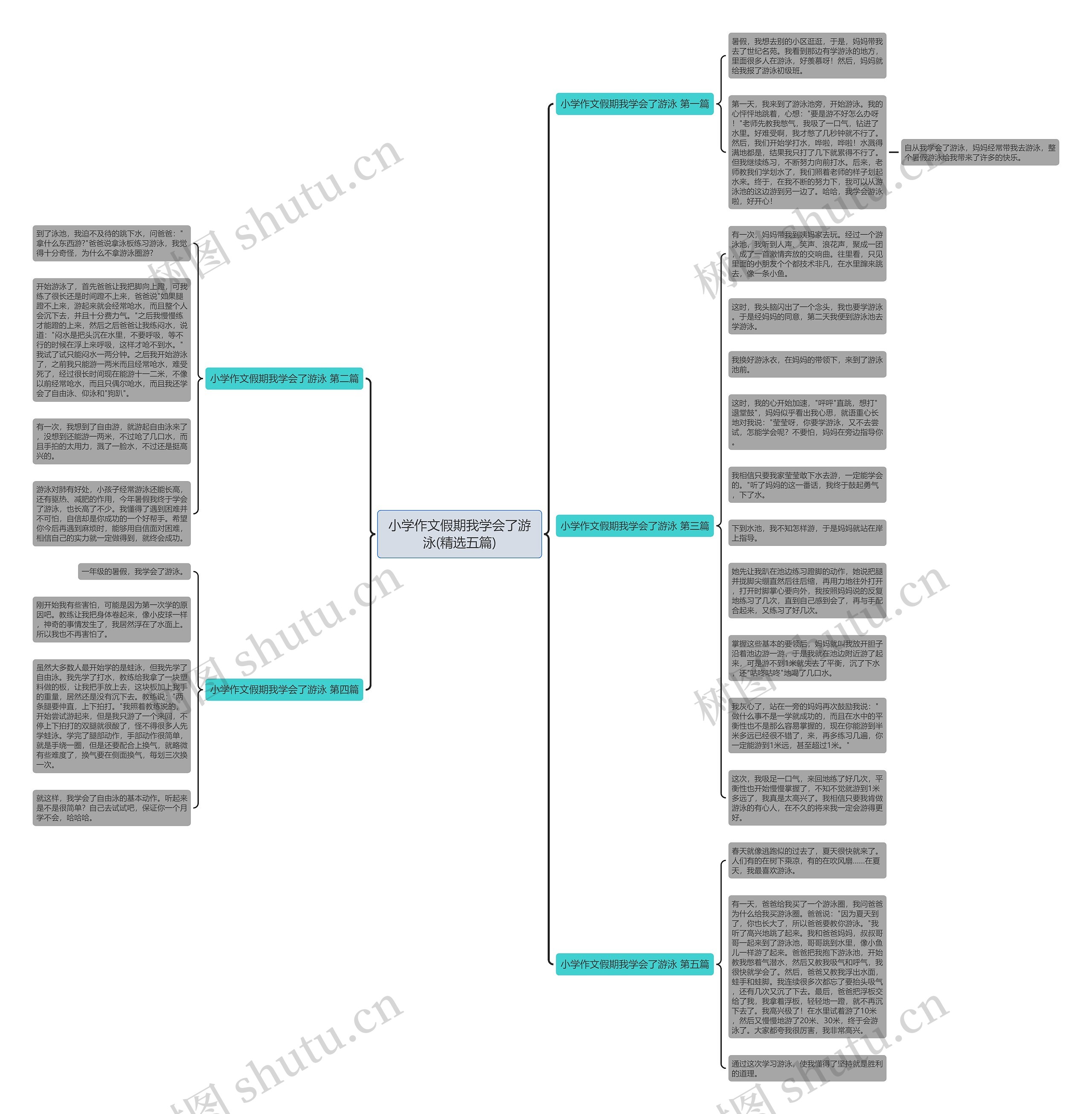 小学作文假期我学会了游泳(精选五篇)思维导图