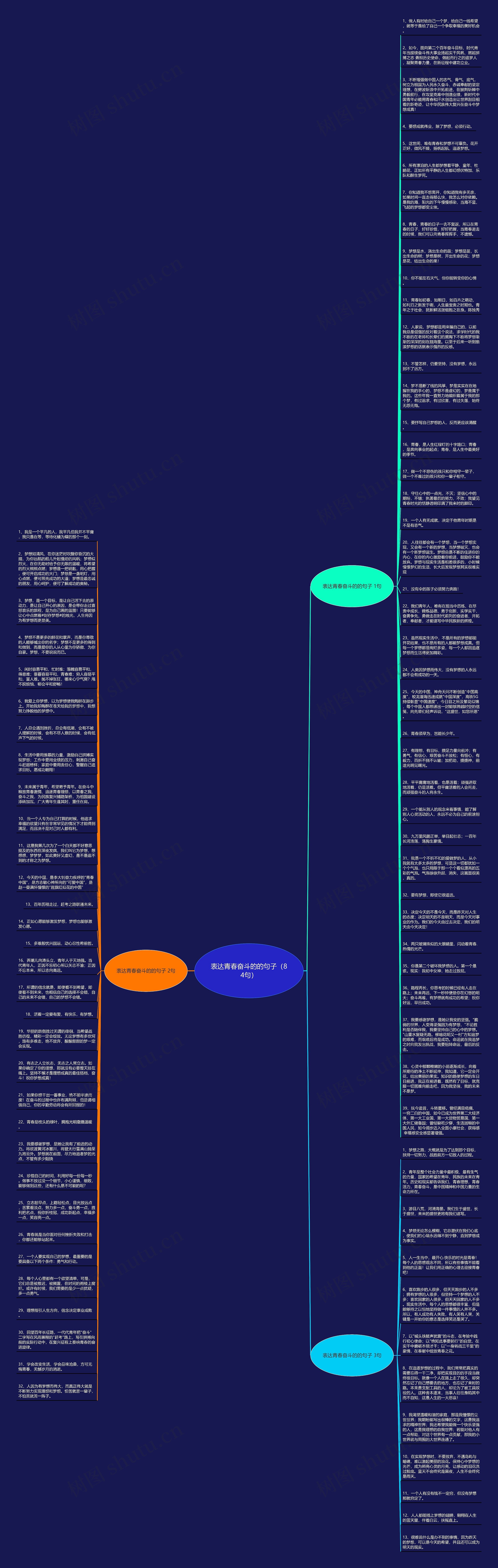 表达青春奋斗的的句子（84句）思维导图