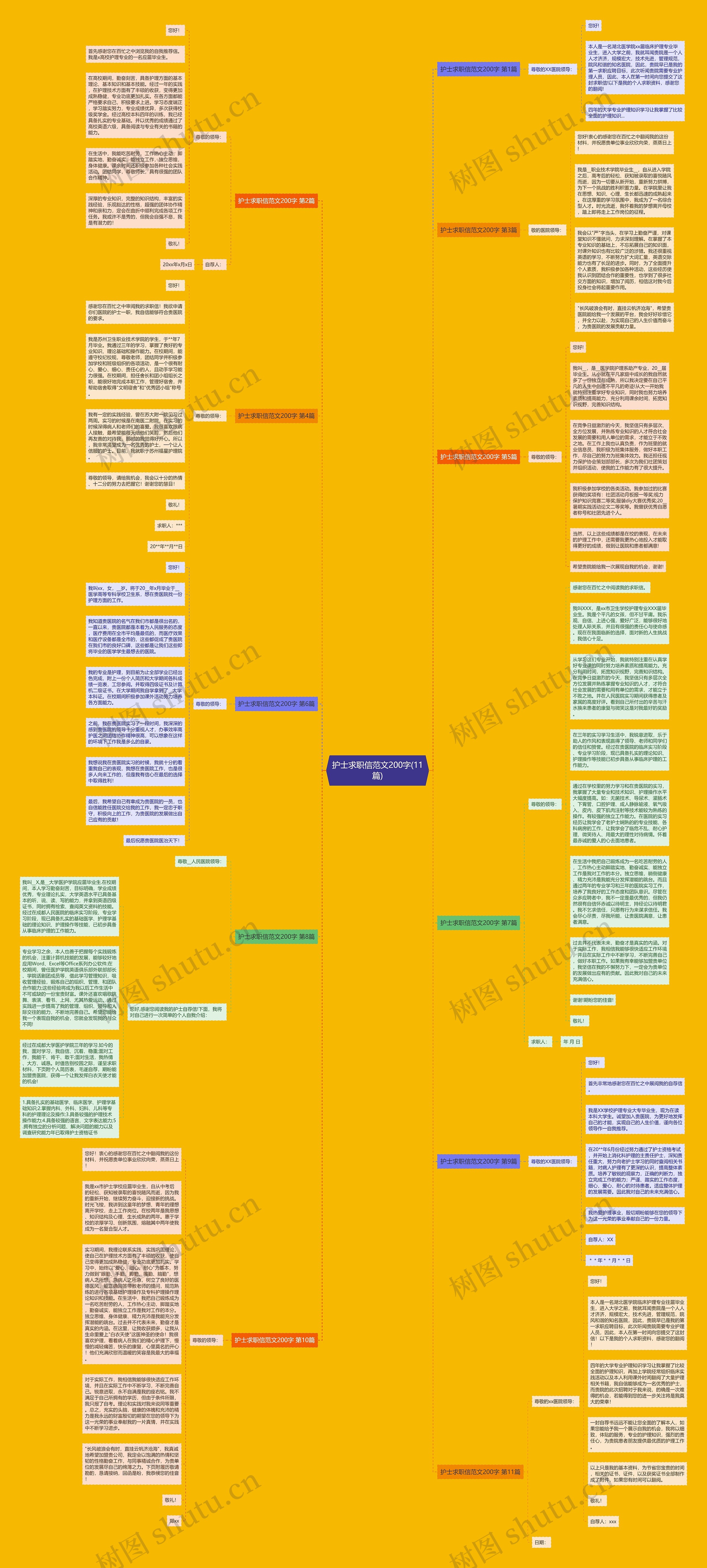 护士求职信范文200字(11篇)思维导图