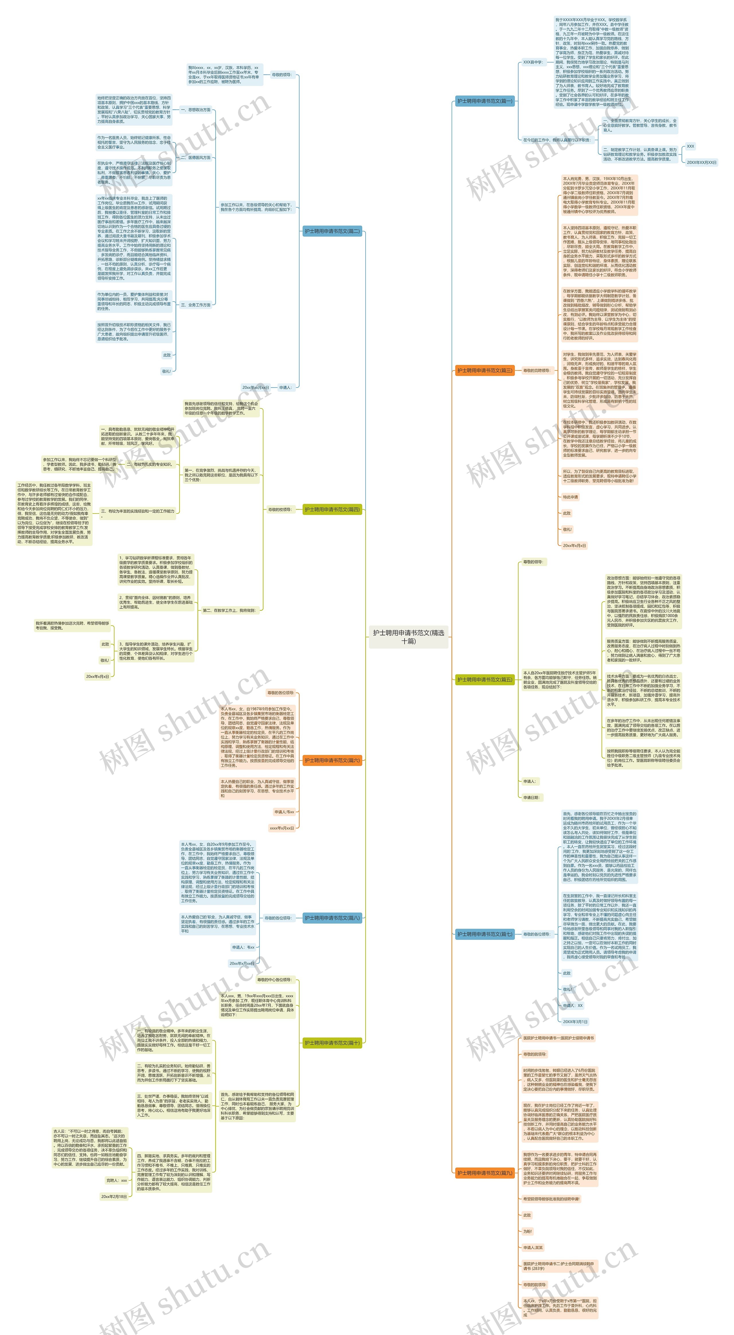 护士聘用申请书范文(精选十篇)思维导图