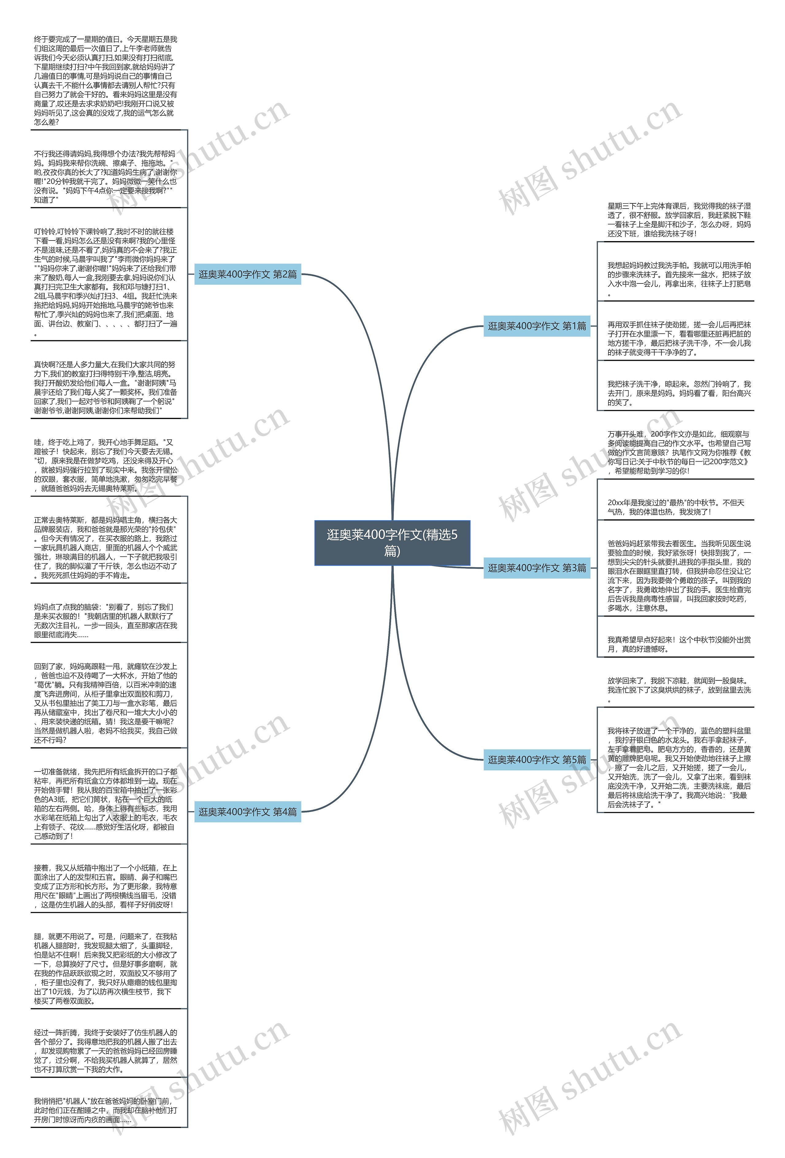 逛奥莱400字作文(精选5篇)思维导图