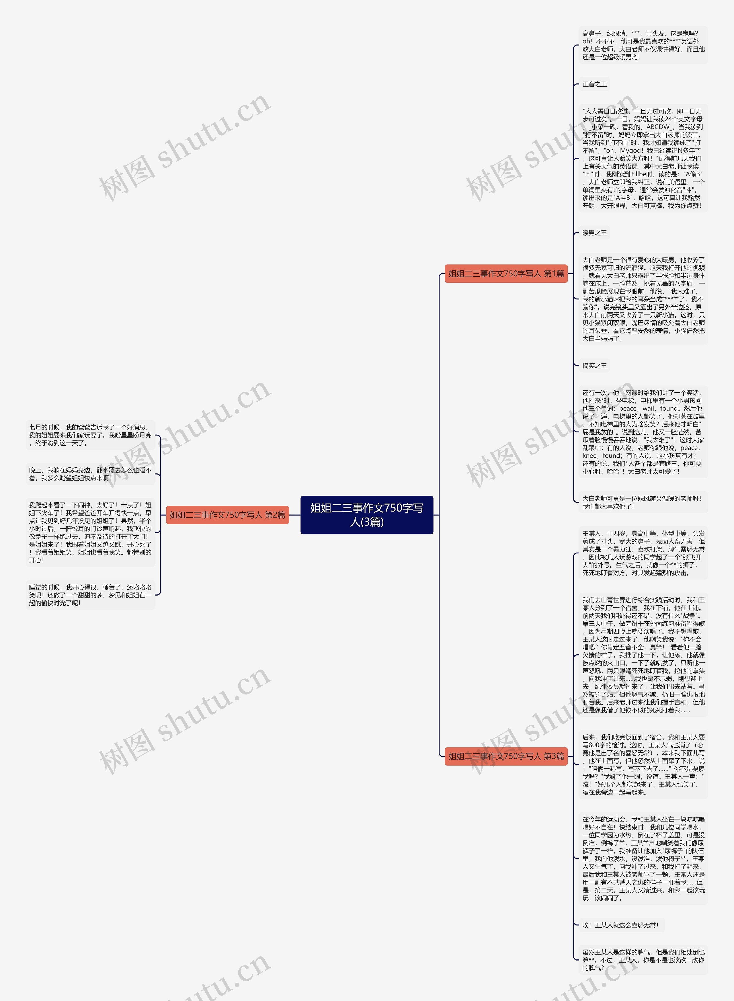 姐姐二三事作文750字写人(3篇)思维导图