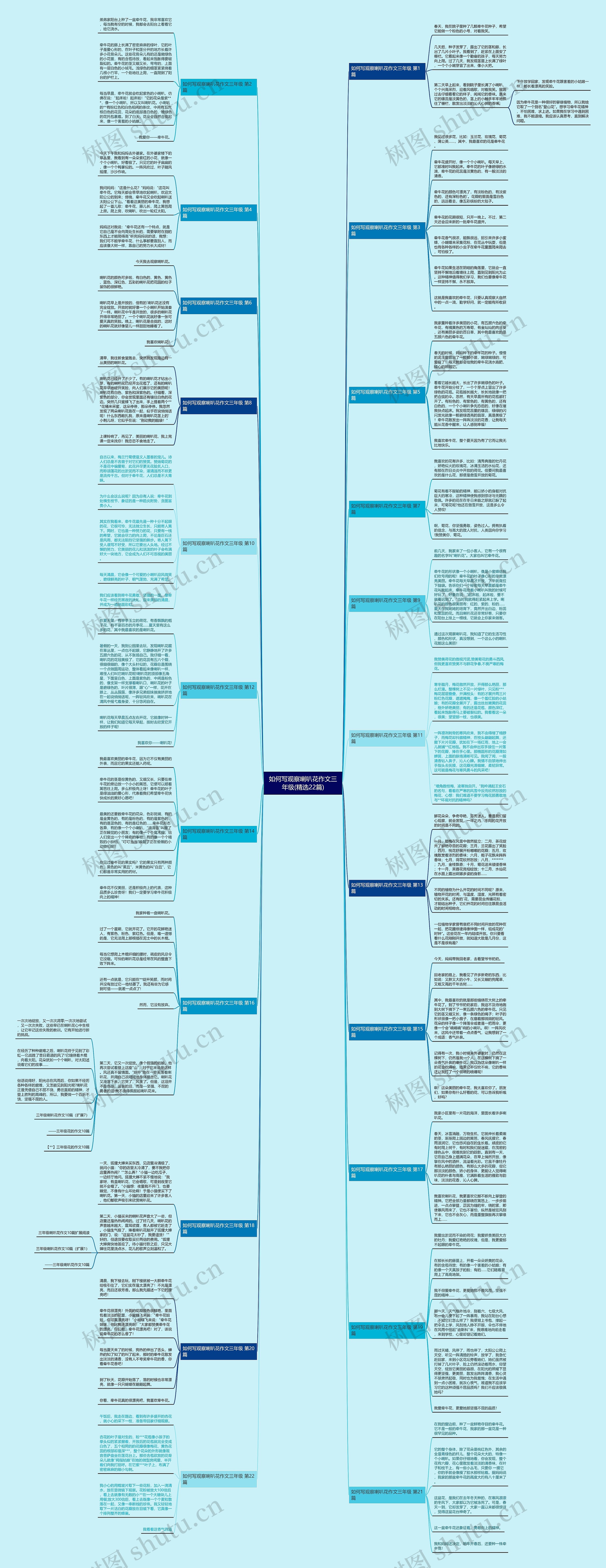 如何写观察喇叭花作文三年级(精选22篇)思维导图