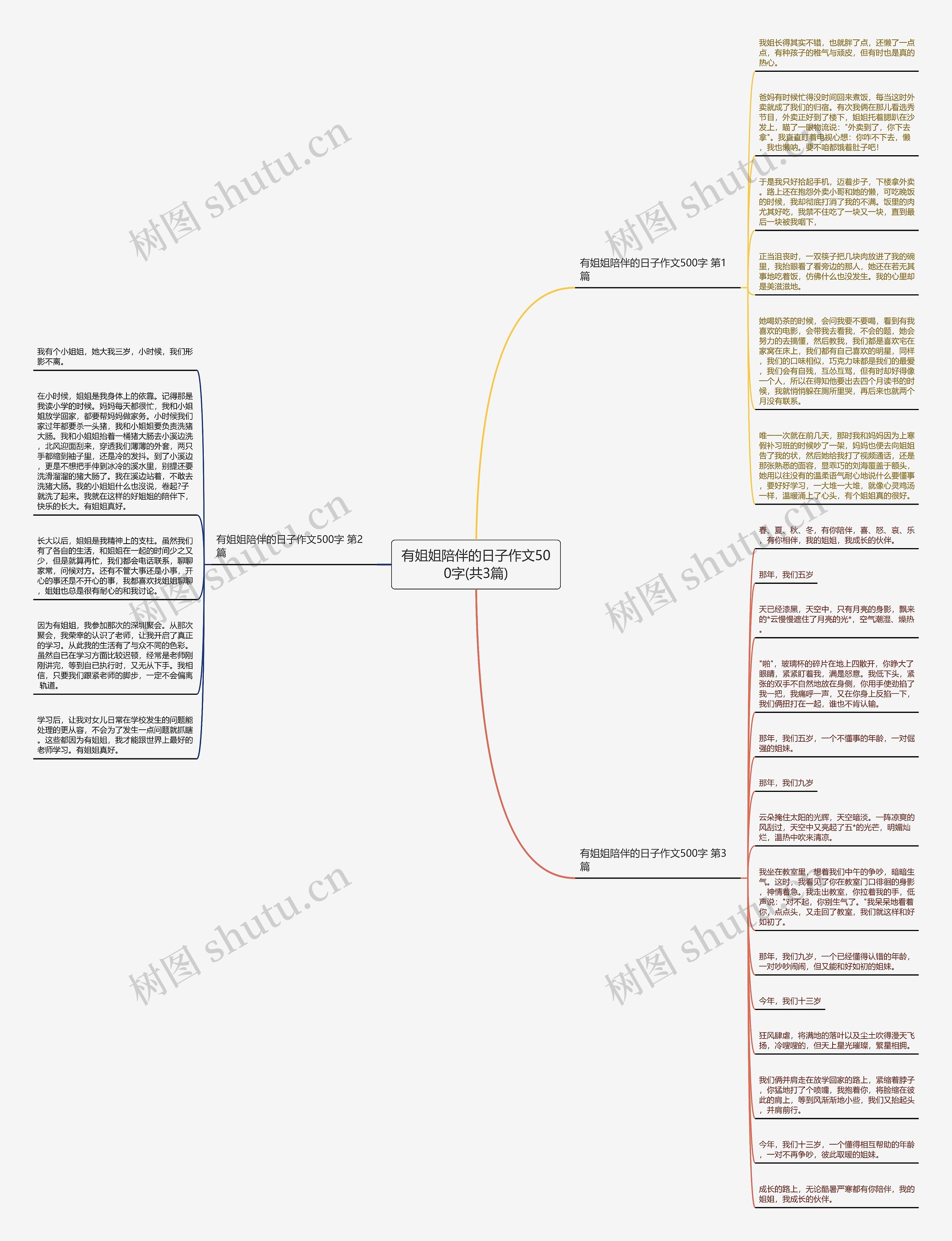 有姐姐陪伴的日子作文500字(共3篇)思维导图