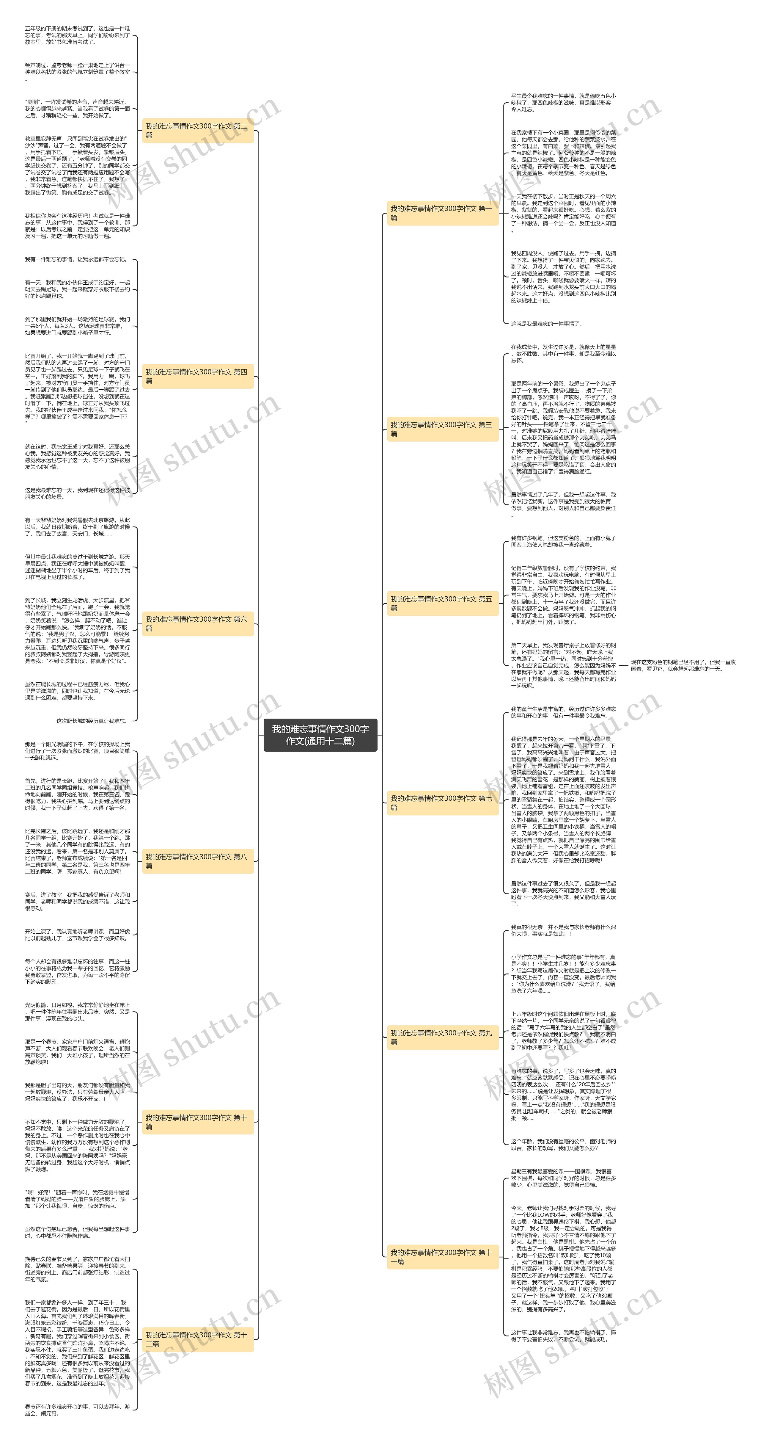 我的难忘事情作文300字作文(通用十二篇)思维导图