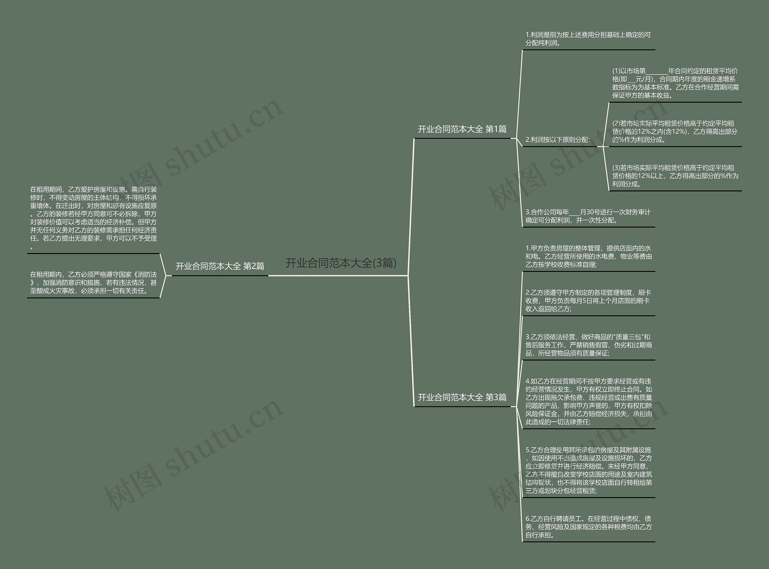 开业合同范本大全(3篇)思维导图