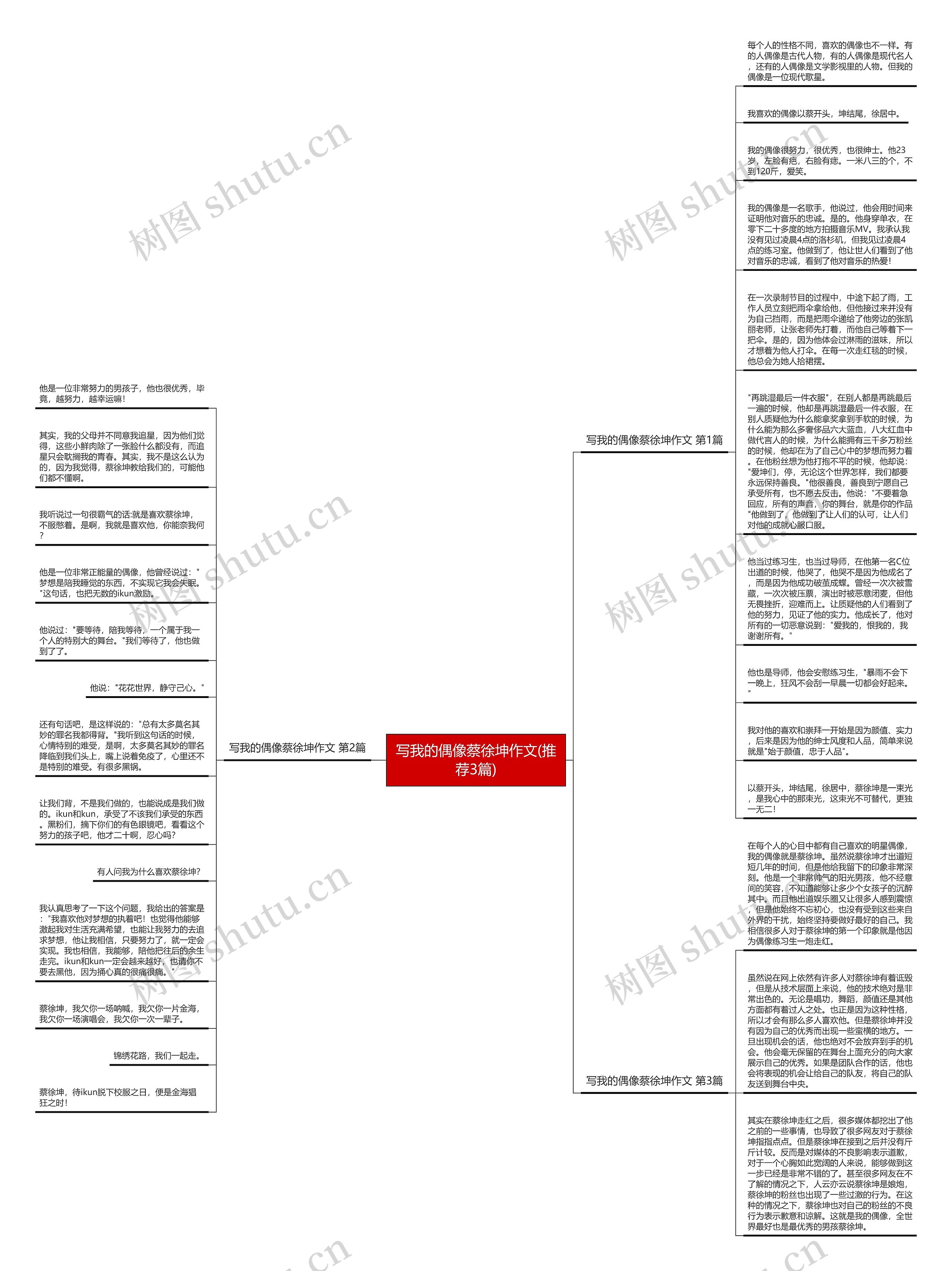 写我的偶像蔡徐坤作文(推荐3篇)思维导图