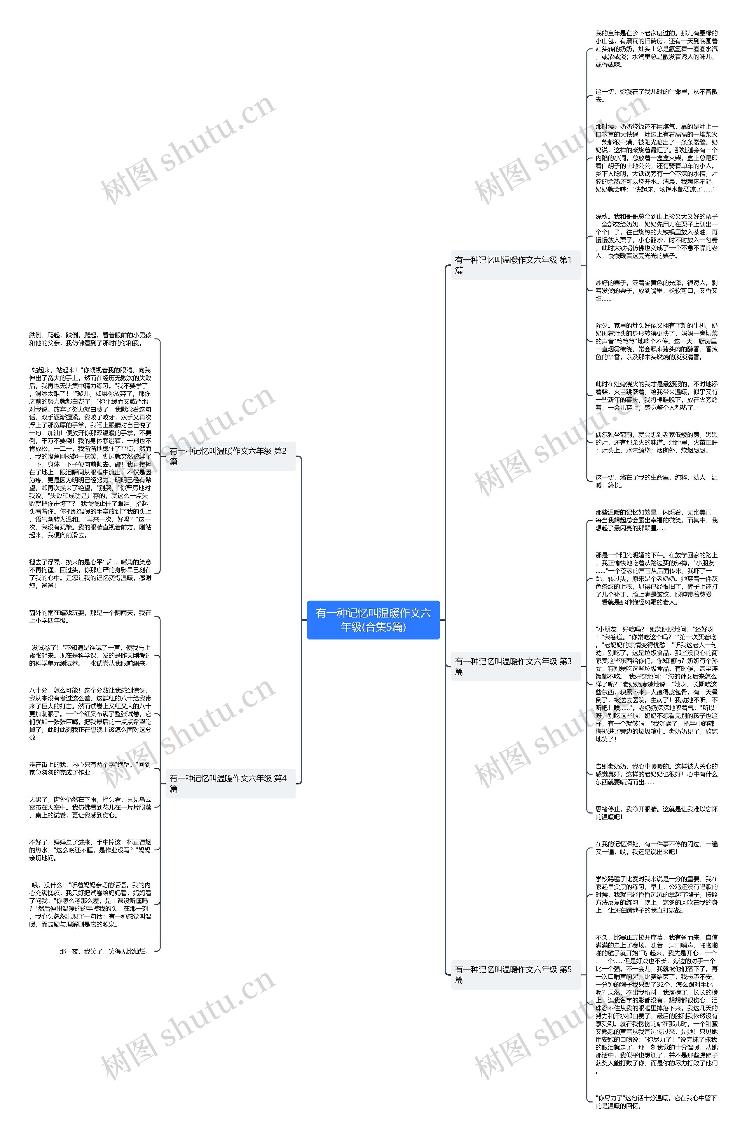 有一种记忆叫温暖作文六年级(合集5篇)思维导图
