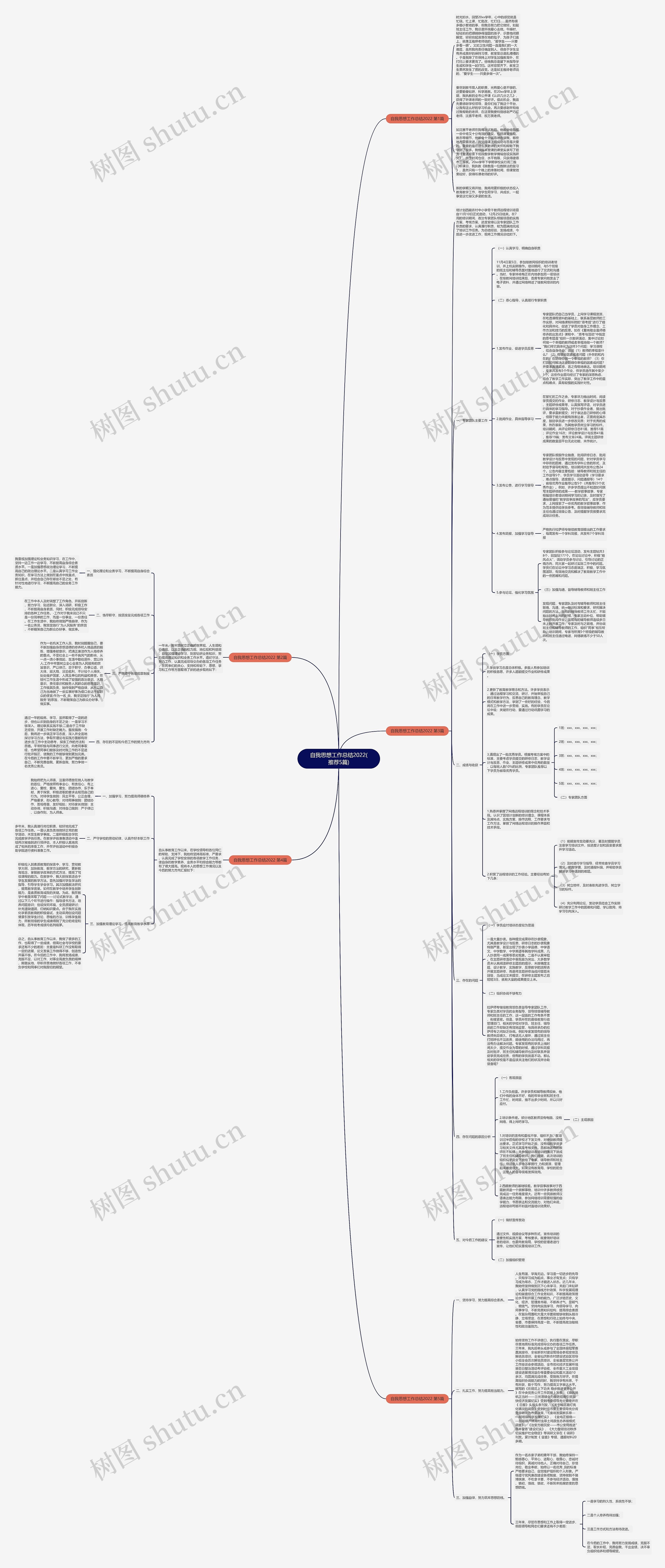 自我思想工作总结2022(推荐5篇)思维导图