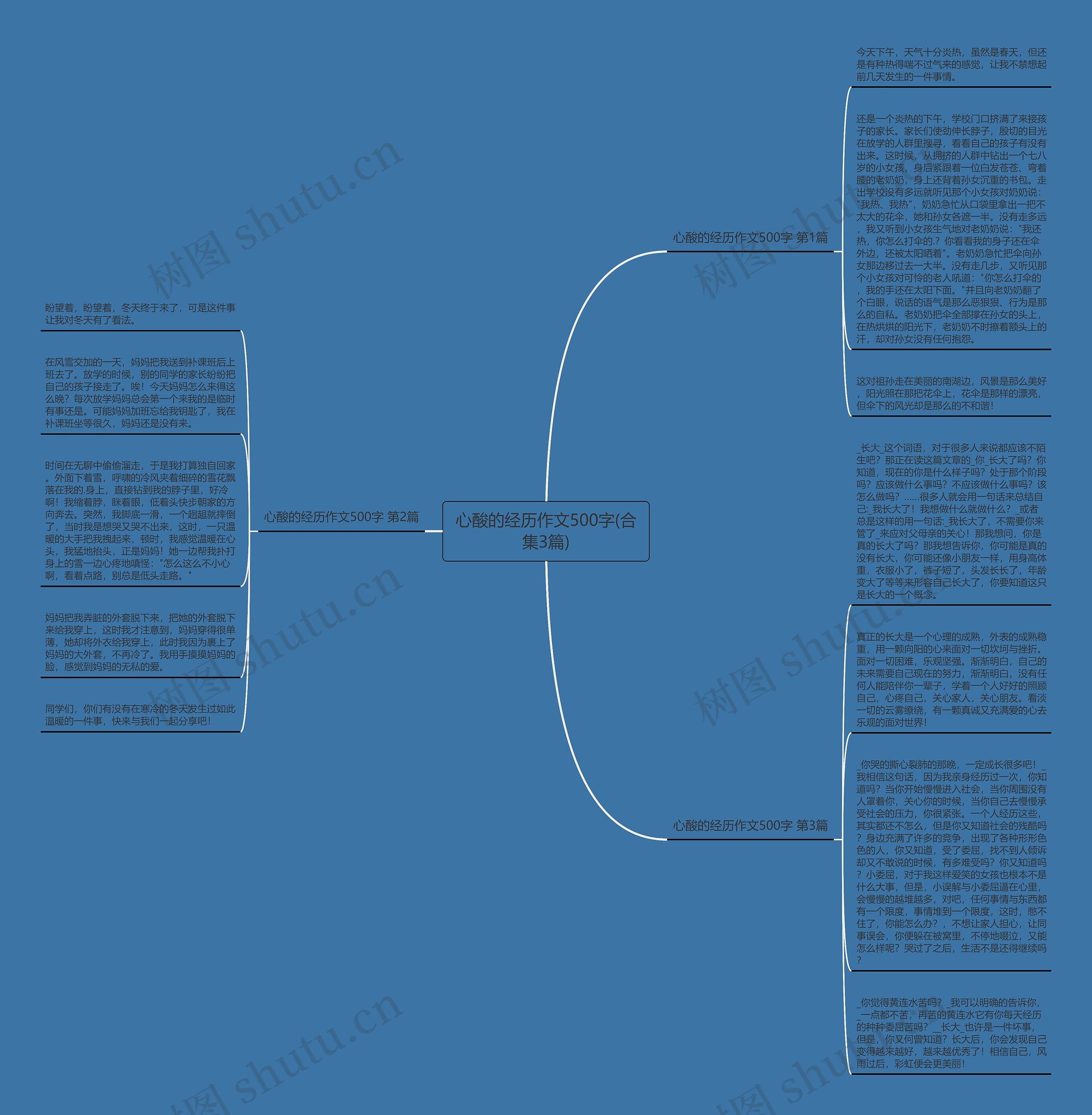 心酸的经历作文500字(合集3篇)思维导图