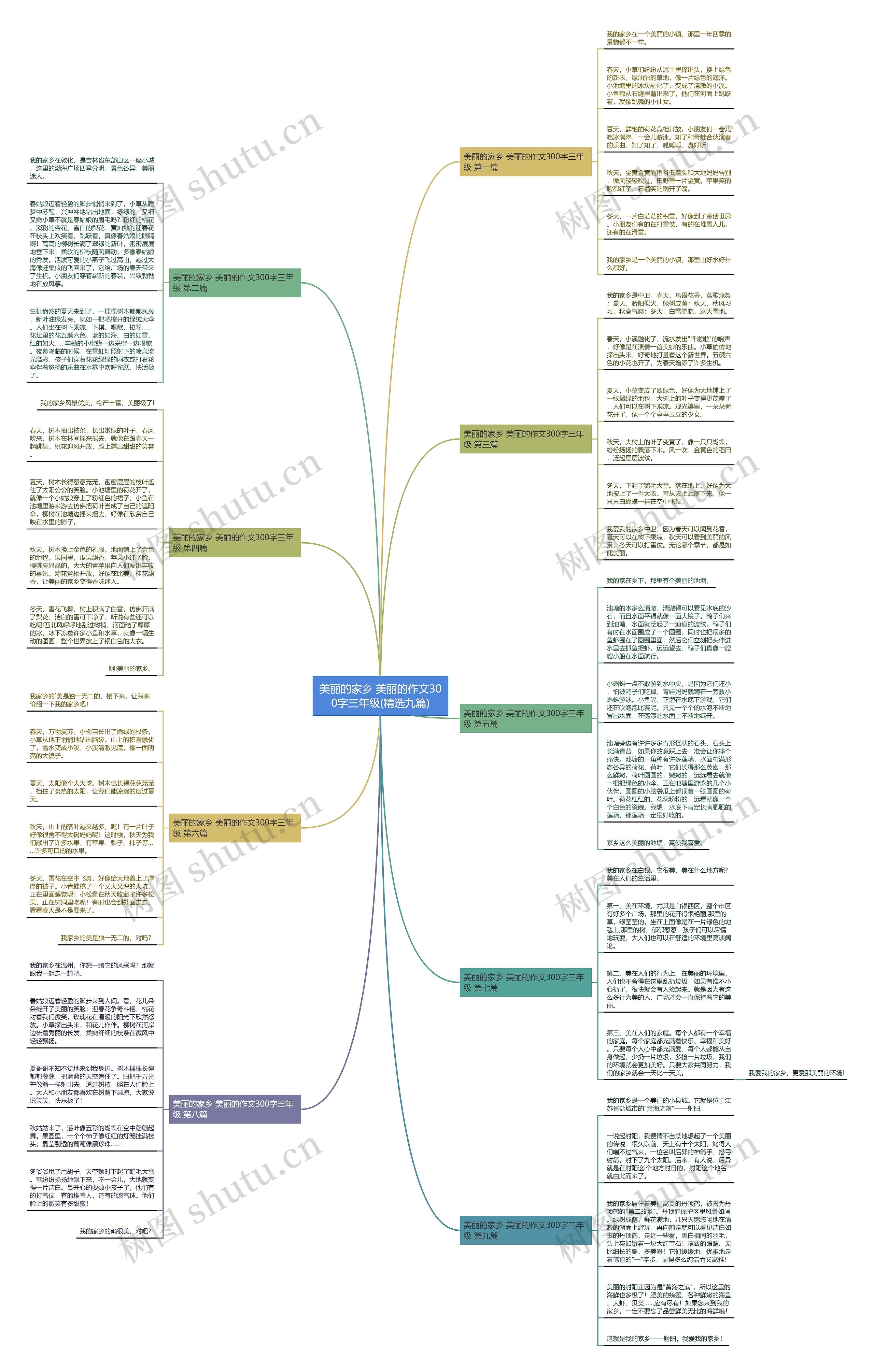 美丽的家乡 美丽的作文300字三年级(精选九篇)思维导图