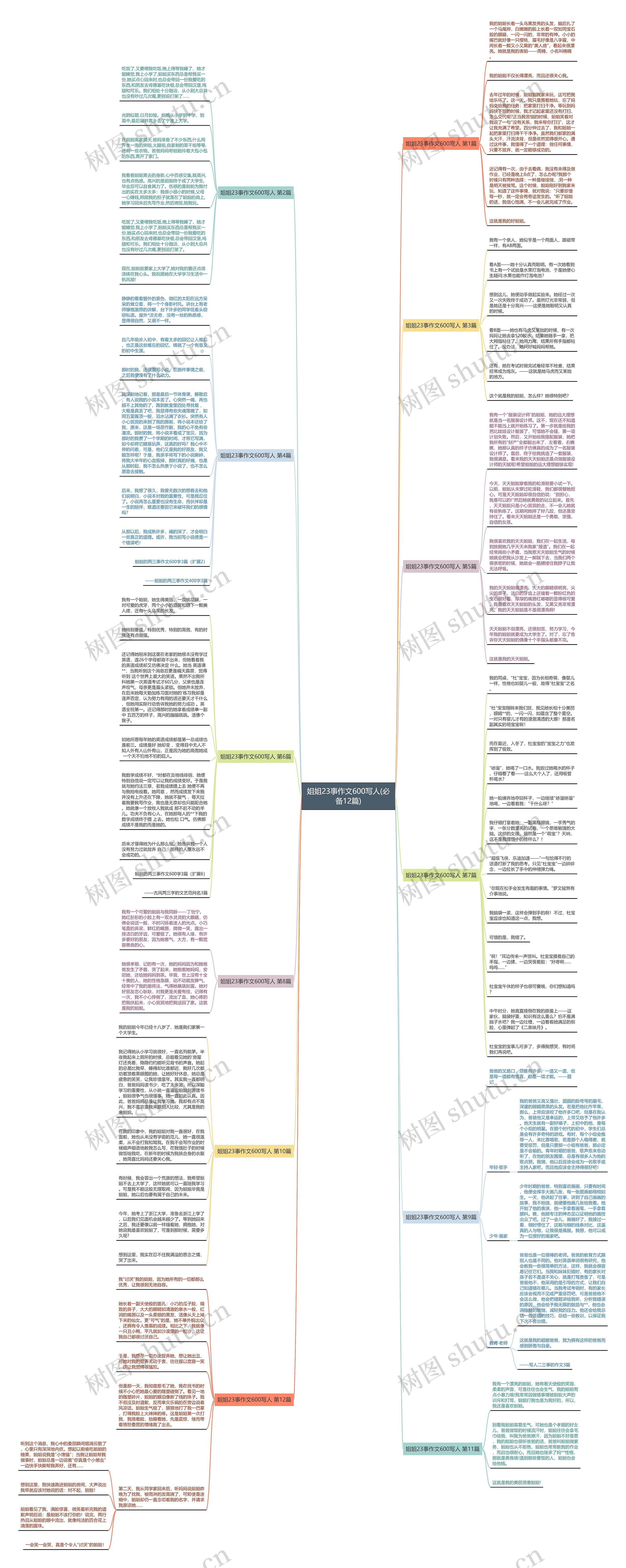 姐姐23事作文600写人(必备12篇)思维导图