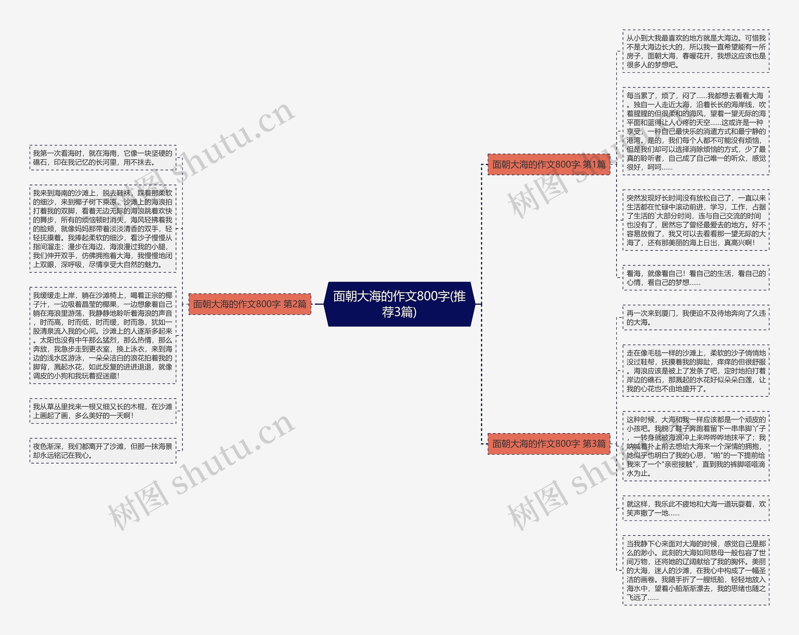 面朝大海的作文800字(推荐3篇)思维导图