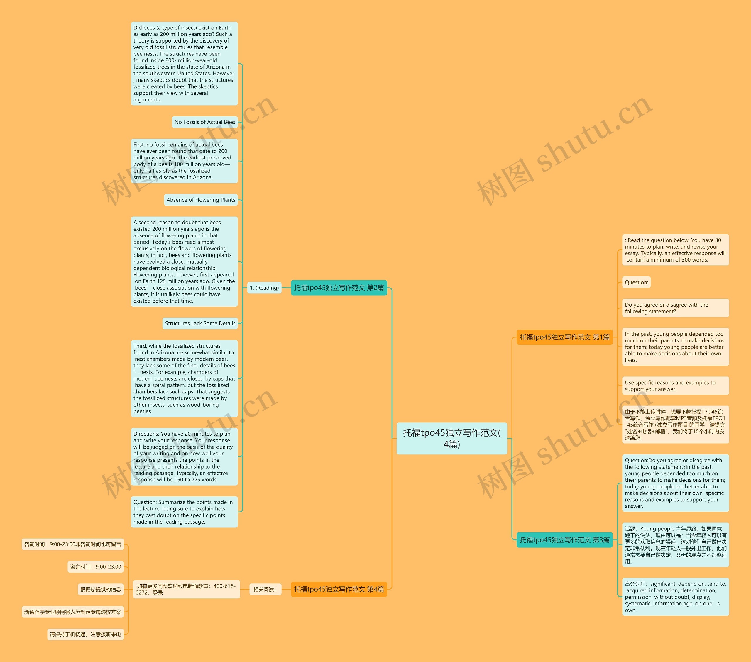 托福tpo45独立写作范文(4篇)思维导图