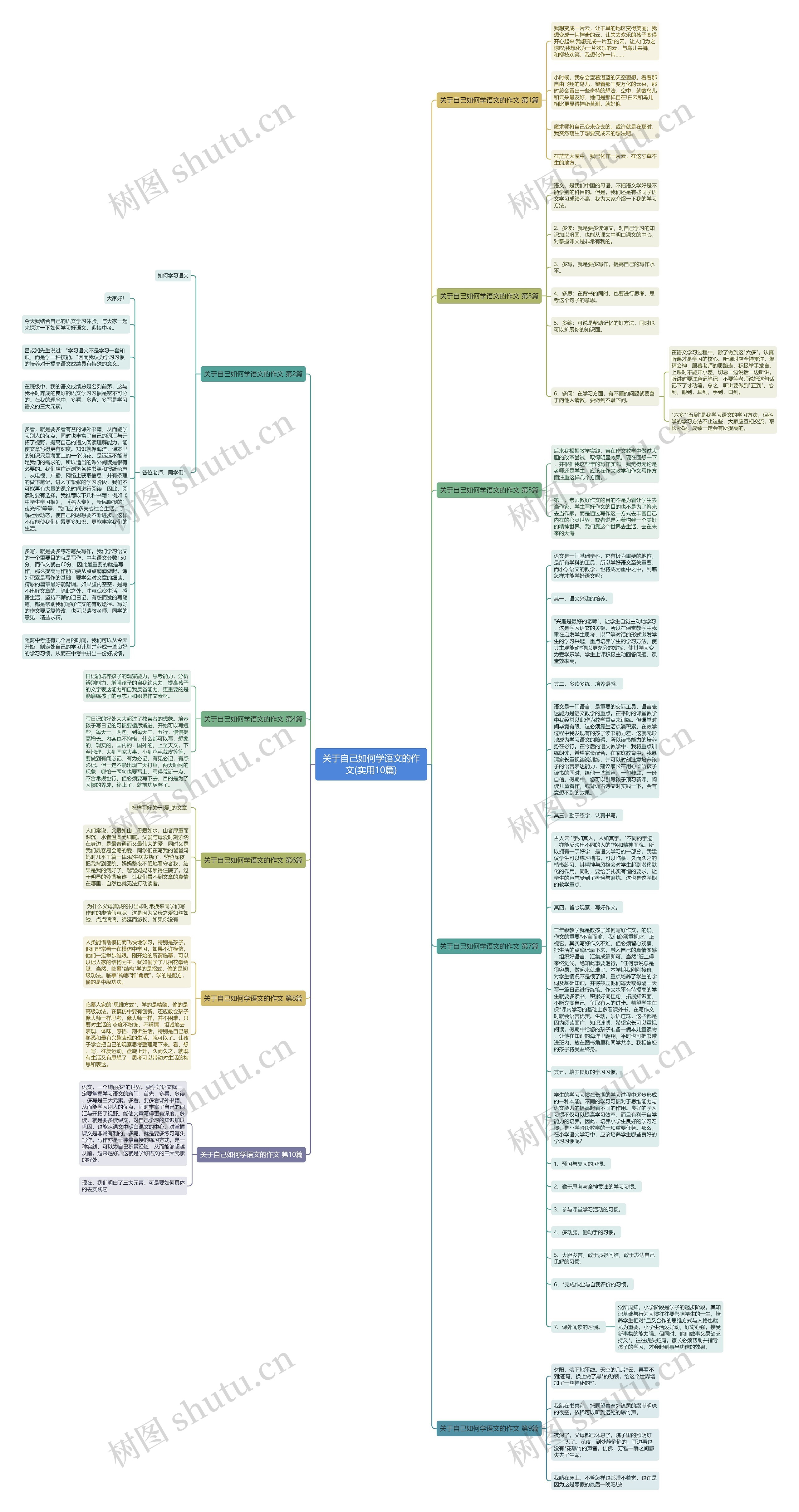 关于自己如何学语文的作文(实用10篇)思维导图