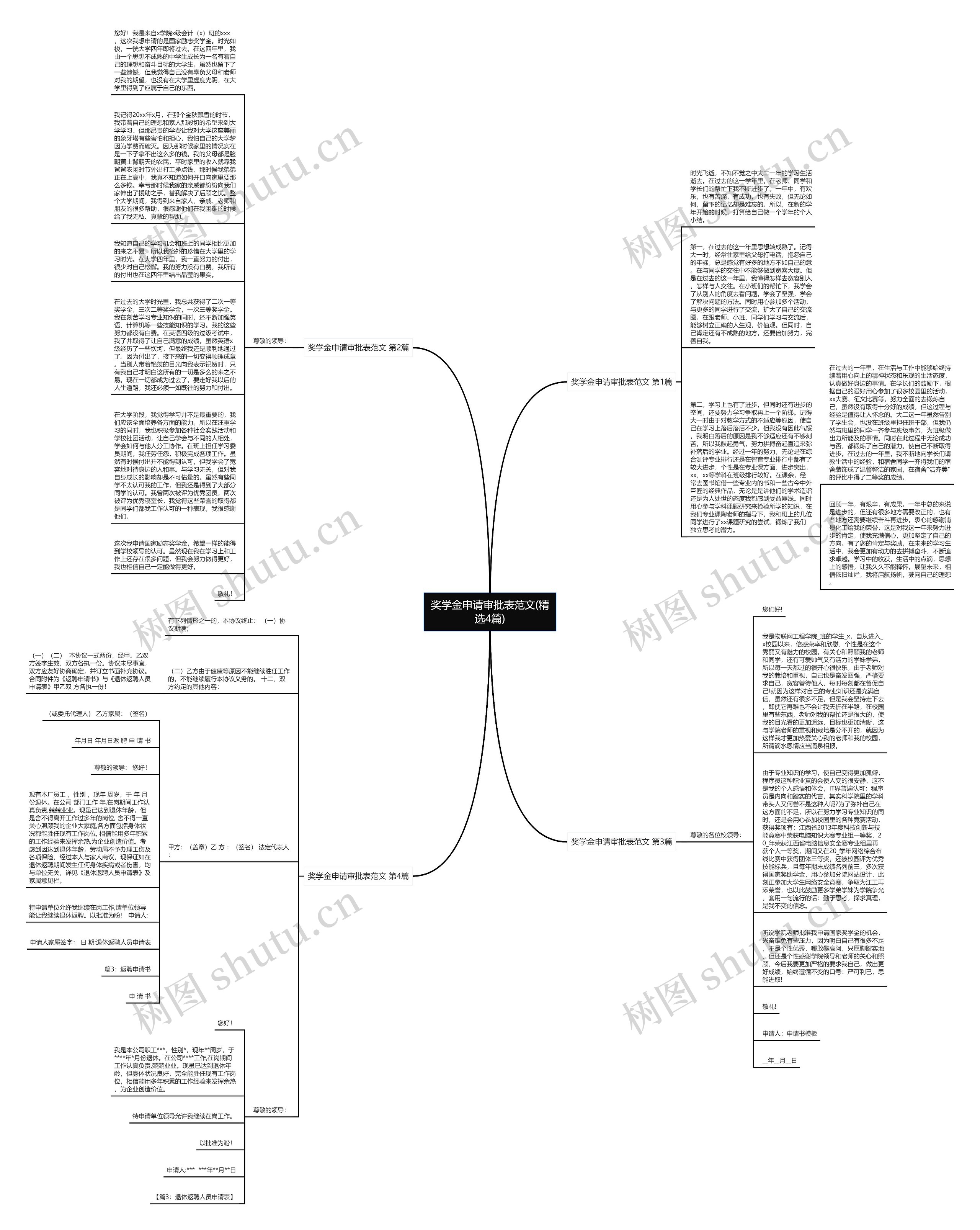 奖学金申请审批表范文(精选4篇)思维导图