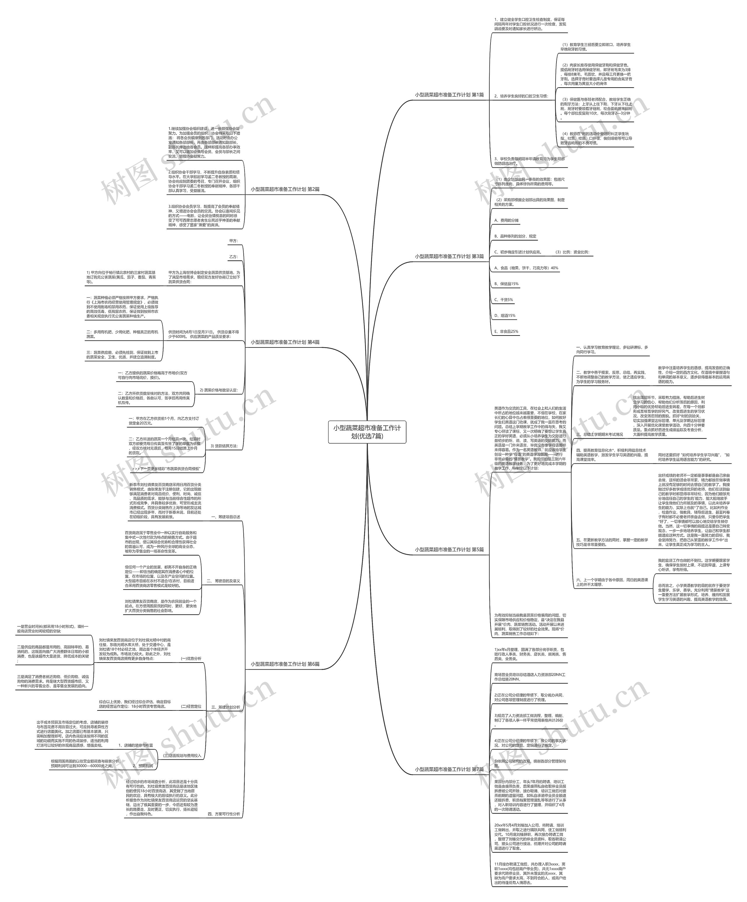 小型蔬菜超市准备工作计划(优选7篇)思维导图