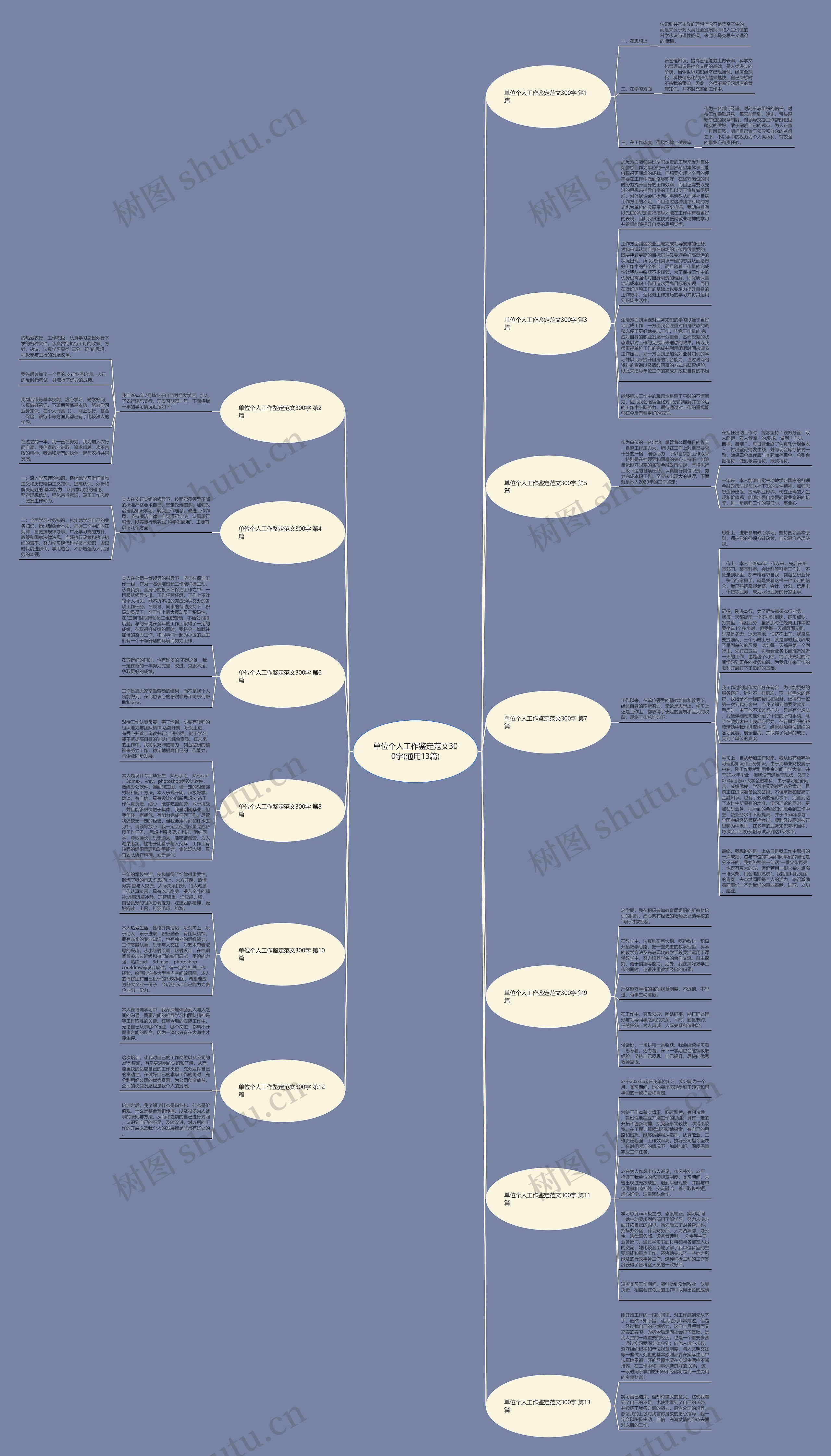 单位个人工作鉴定范文300字(通用13篇)思维导图
