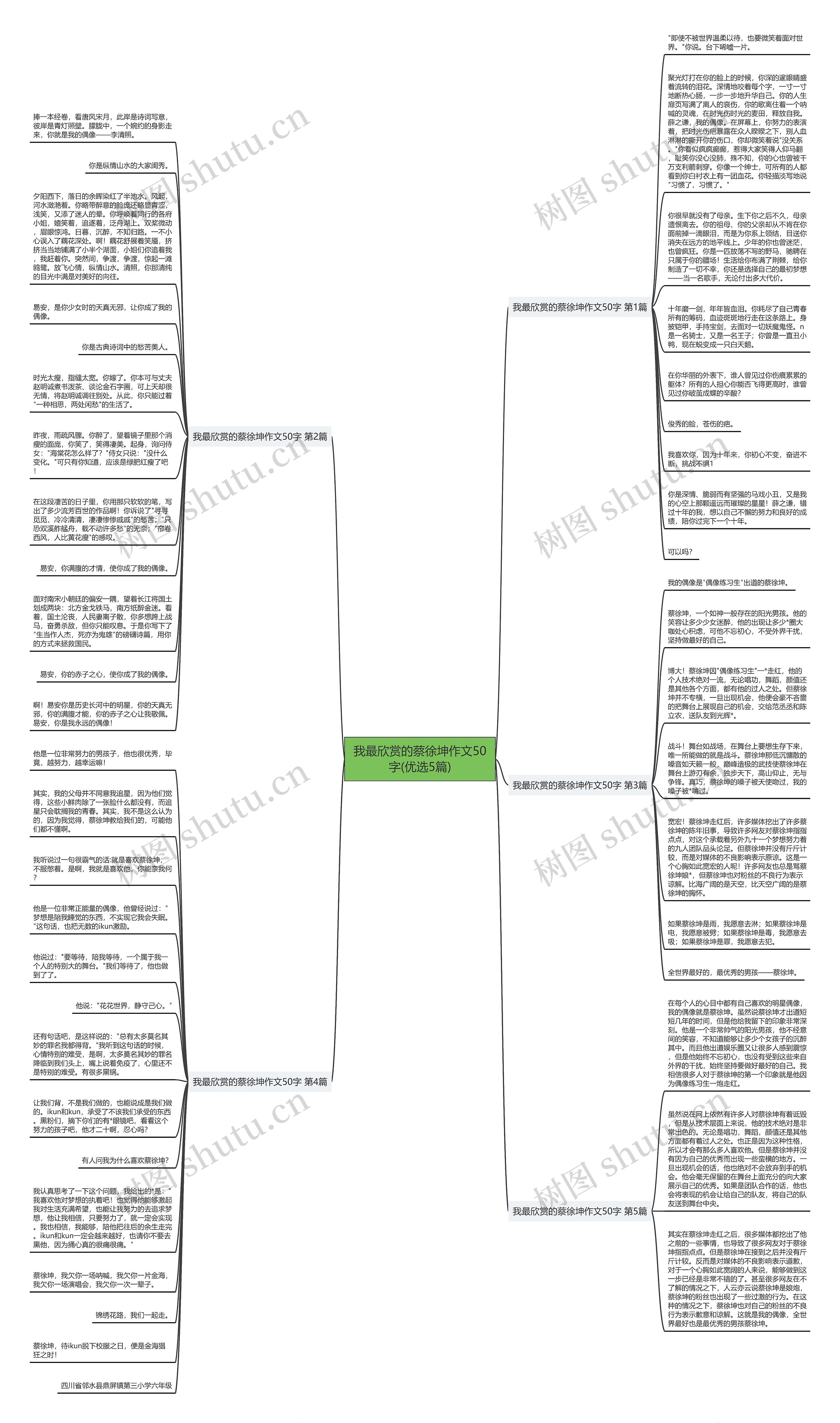 我最欣赏的蔡徐坤作文50字(优选5篇)思维导图