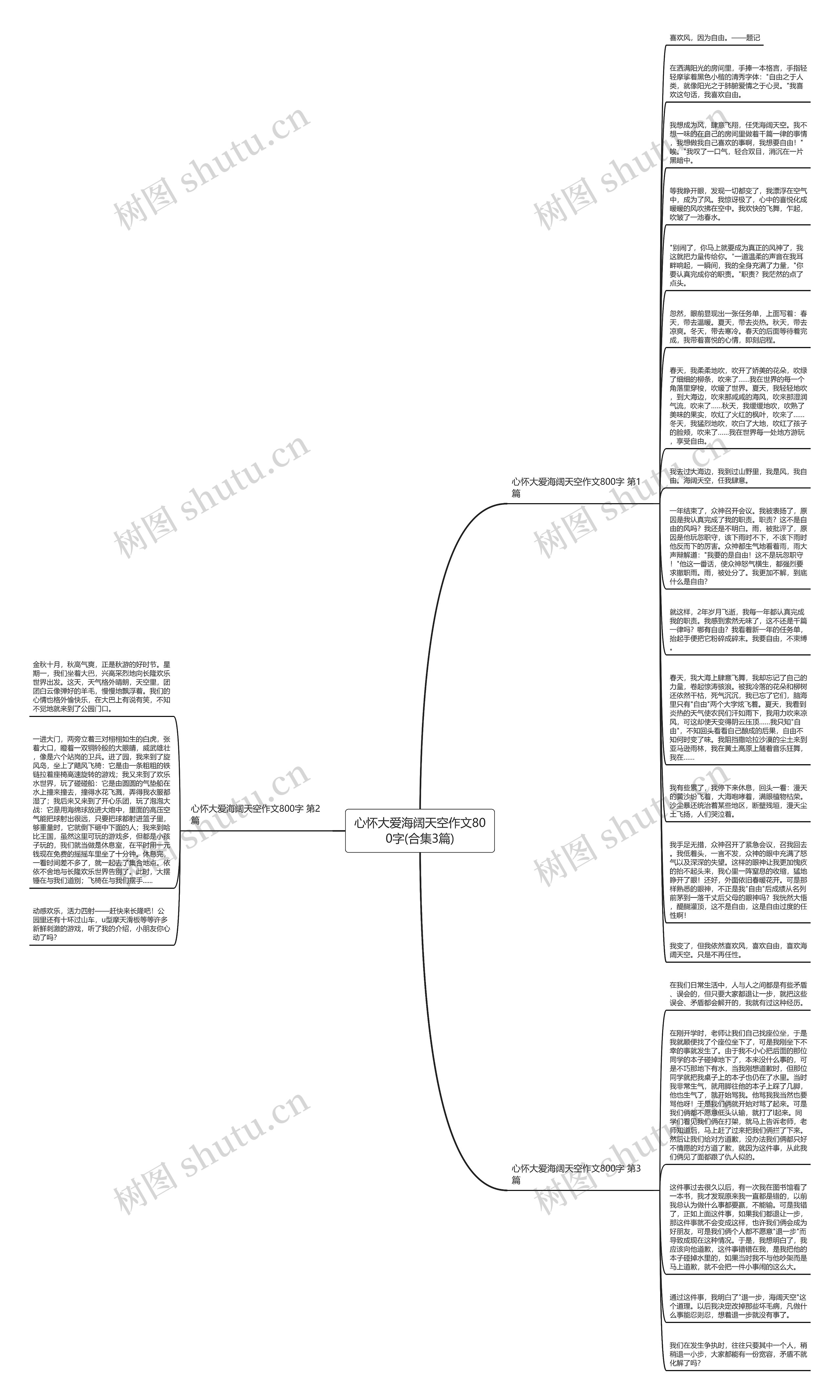 心怀大爱海阔天空作文800字(合集3篇)思维导图